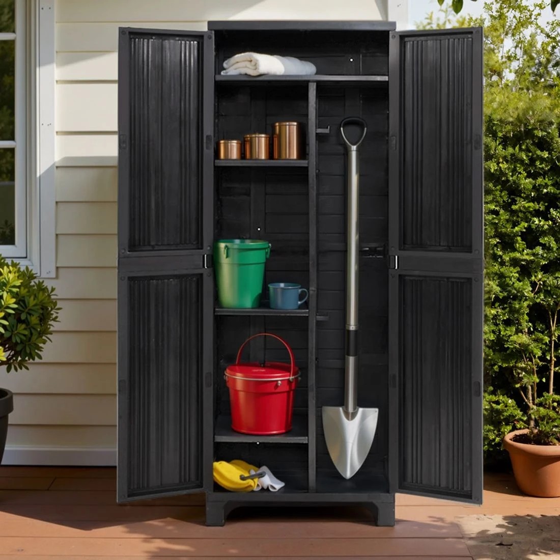 3 Gardeon Outdoor Storage Cabinet Box 173cm
 - Black, 3 of 8