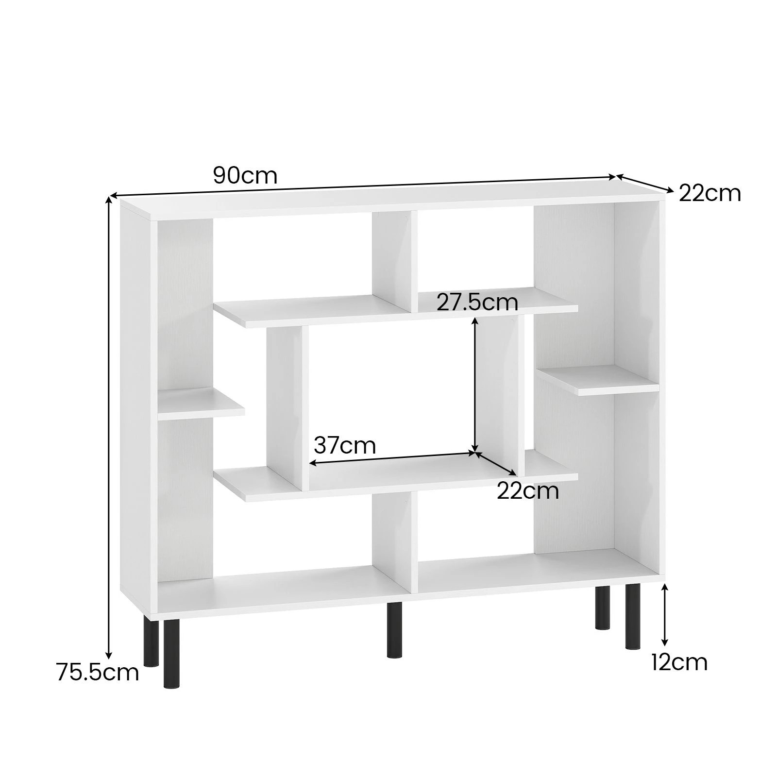2 Costway Modern Bookshelf Wooden Bookcase w/Metal Legs Cube Shelf Open Storage Organiser - White, 2 of 4