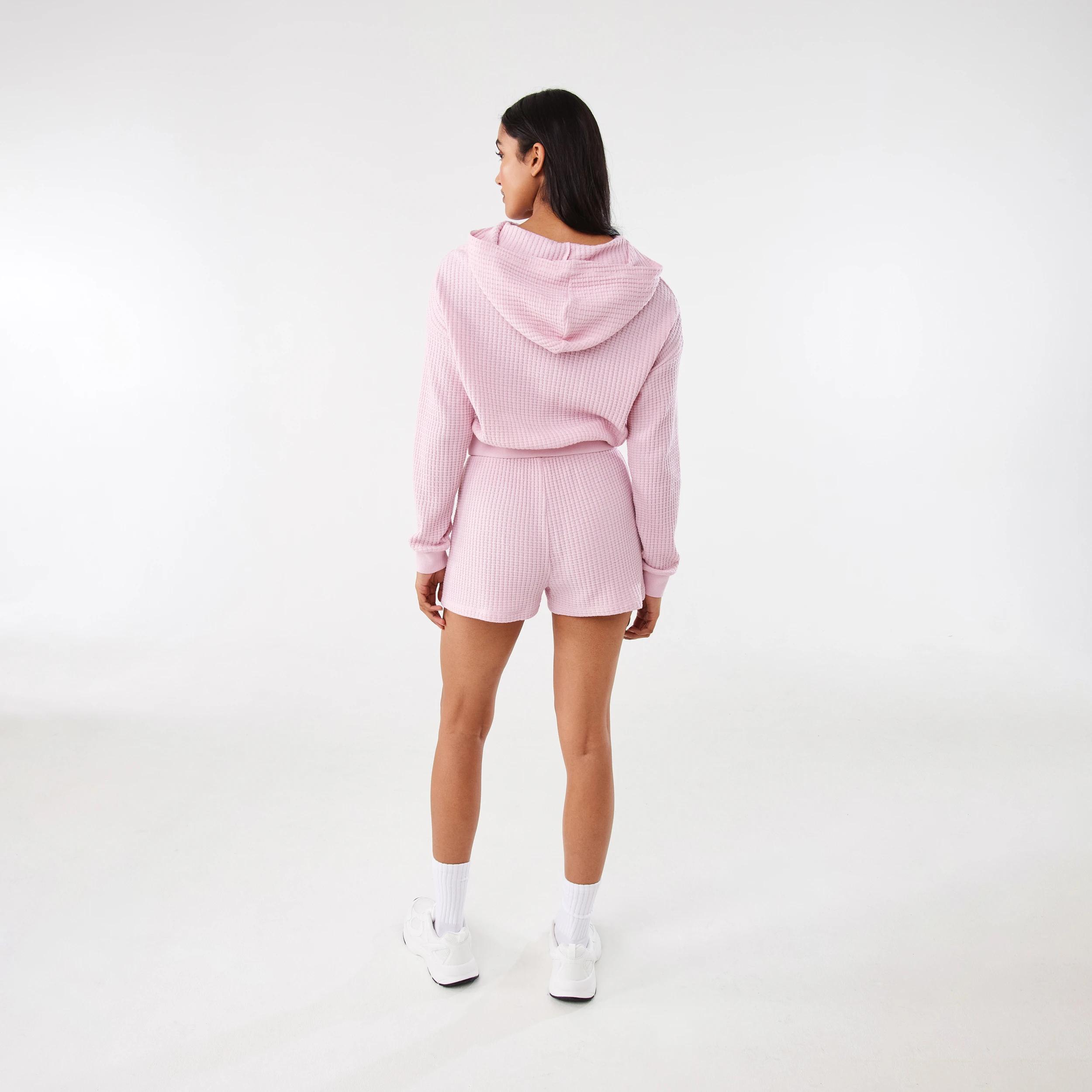 6 Waffle Cropped Hoodie Pink Blush, 6 of 9