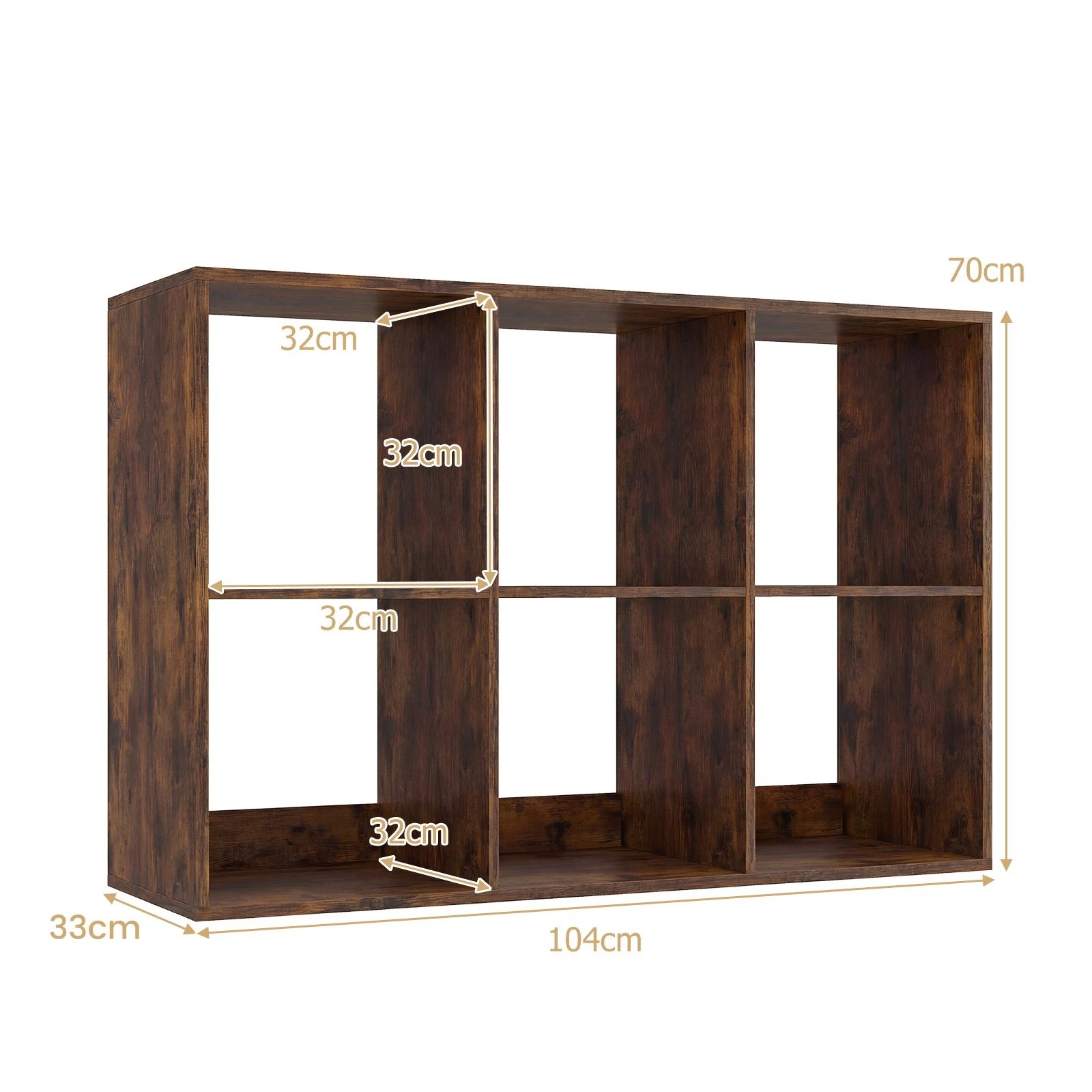 3 Costway 6-Tier Storage Bookshelf Open Display Shelf Cube Cabinet Home Office Organiser - Brown, 3 of 3