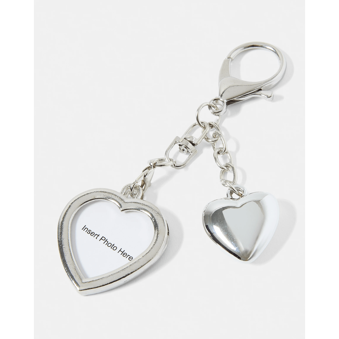 3 Heart Photo Charm Keyring Gift Set - Silver Tone, 3 of 3