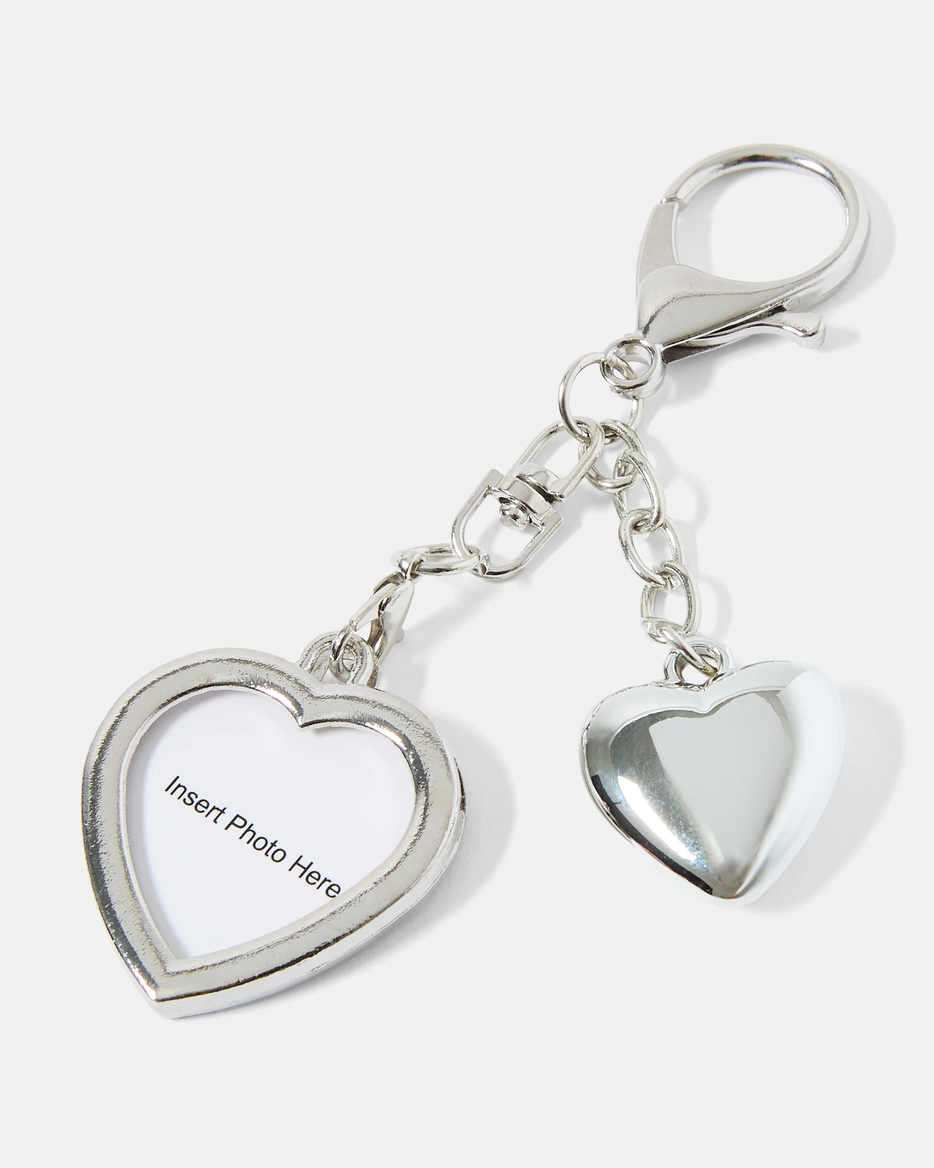 3 Heart Photo Charm Keyring Gift Set - Silver Tone, 3 of 3