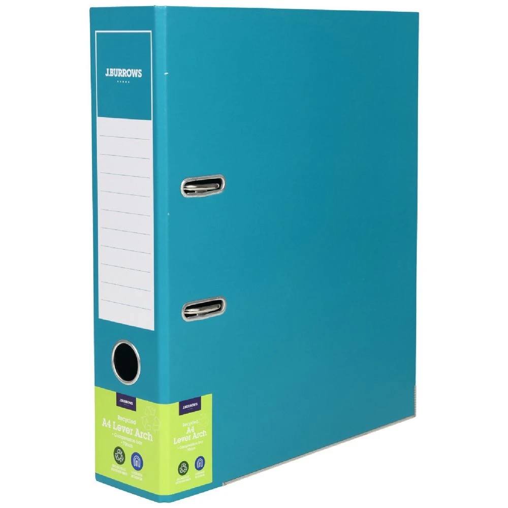 1 J.Burrows A4 Lever Arch Binder 2 Ring 70mm Emerald, 1 of 3