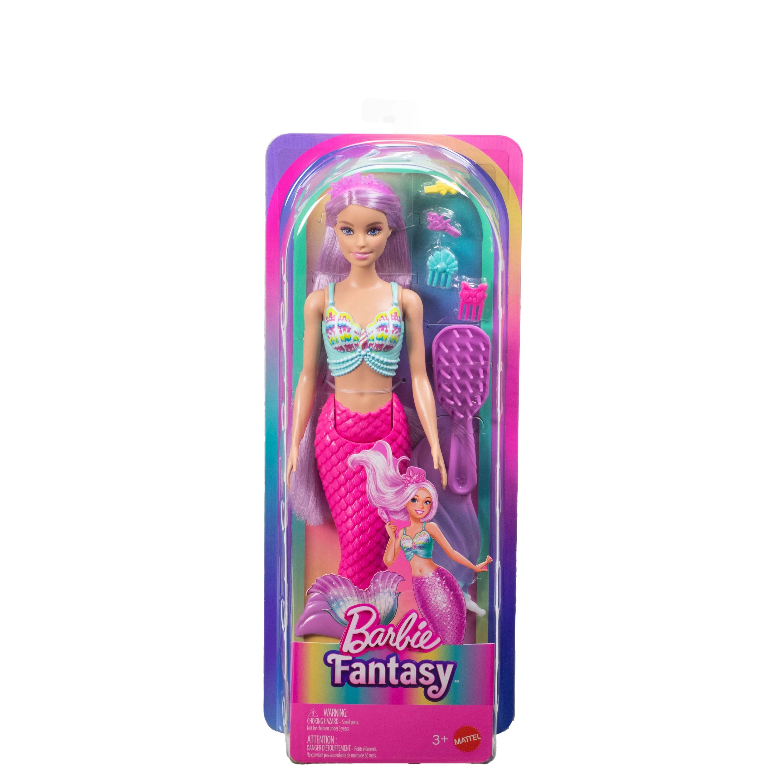1 Barbie Mermaid Doll with 18cm Long Fantasy Hair and Accessories Playset, 1 of 6