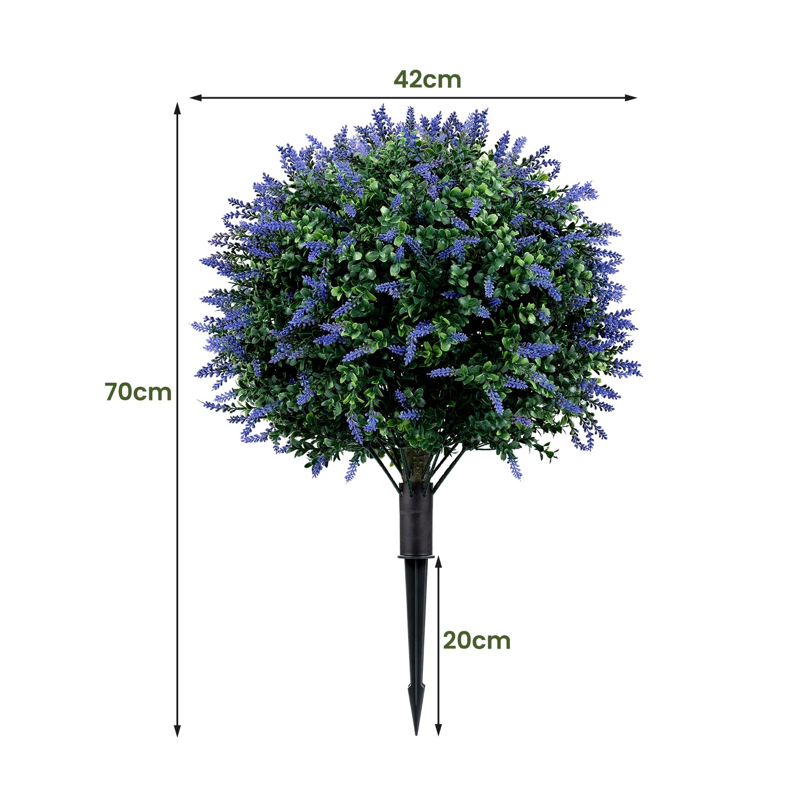 2 Costway 2PCS Artificial Lavender Boxwood Topiary Ball Trees 70cm Faux Floral Shrubs, 2 of 3