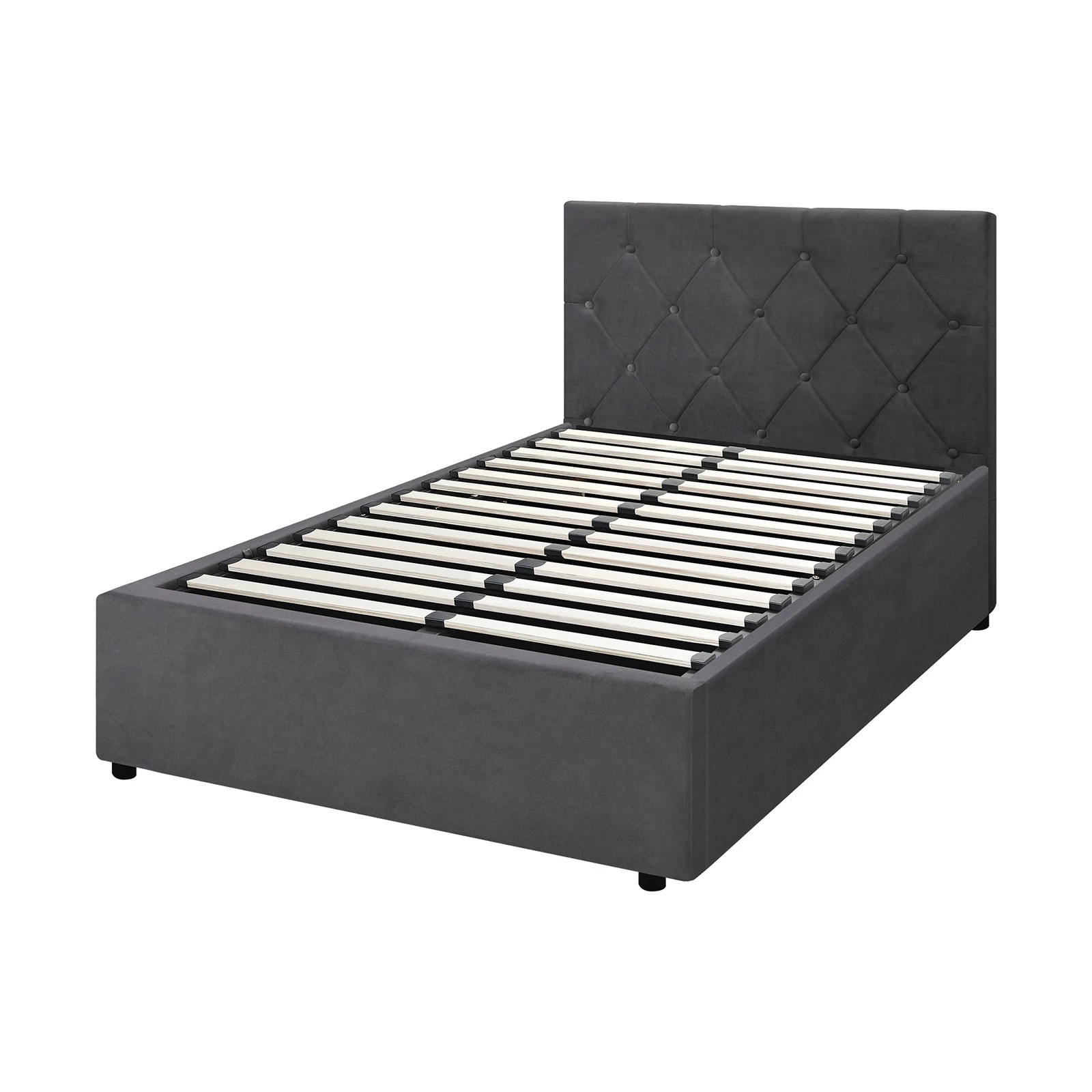 8 Oikiture Bed Frame King Single Gas Lift Storage Base Velvet COTI - Grey, 8 of 10