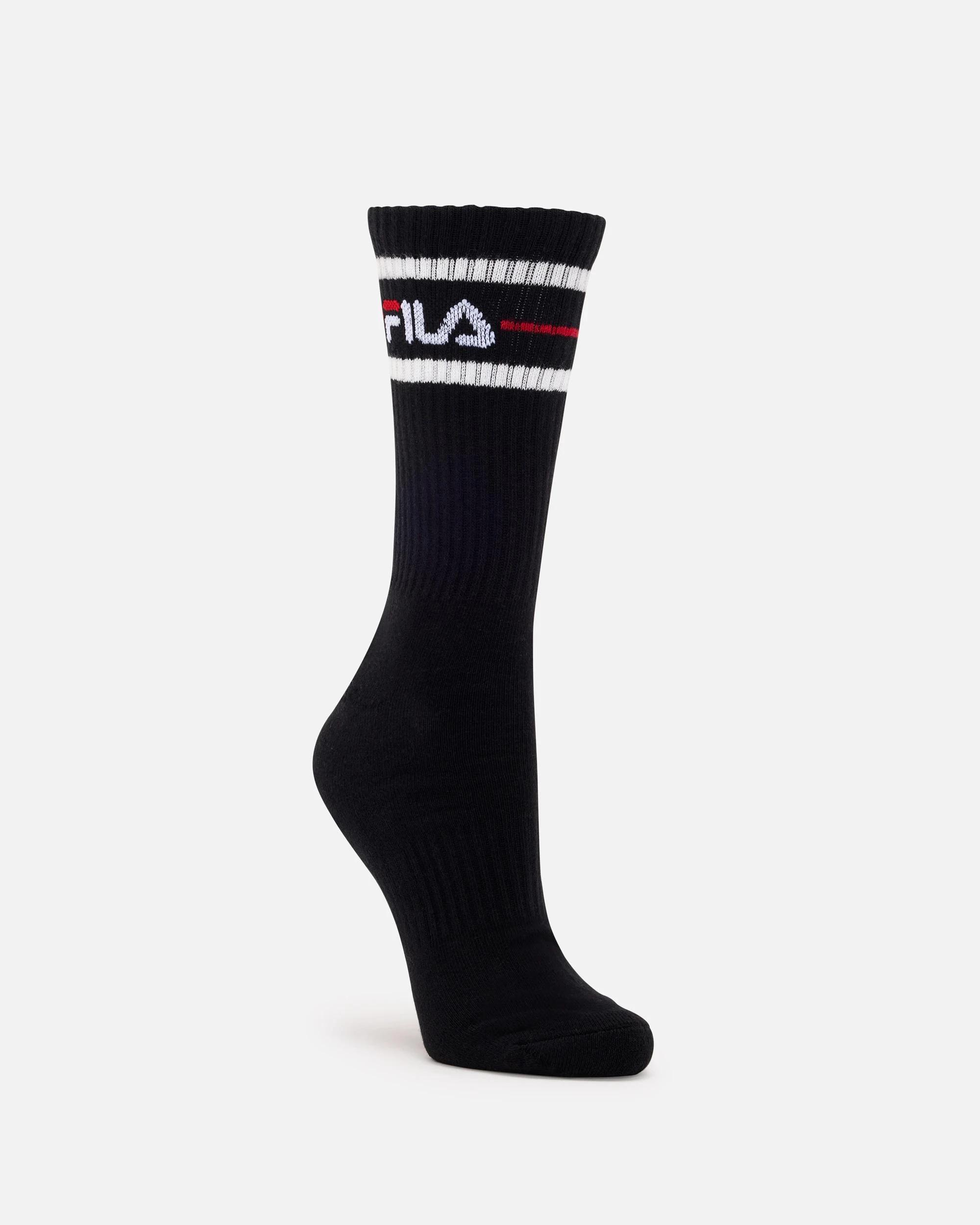 3 Fila Sports Crew 3 Pack Socks BLACK, 3 of 4