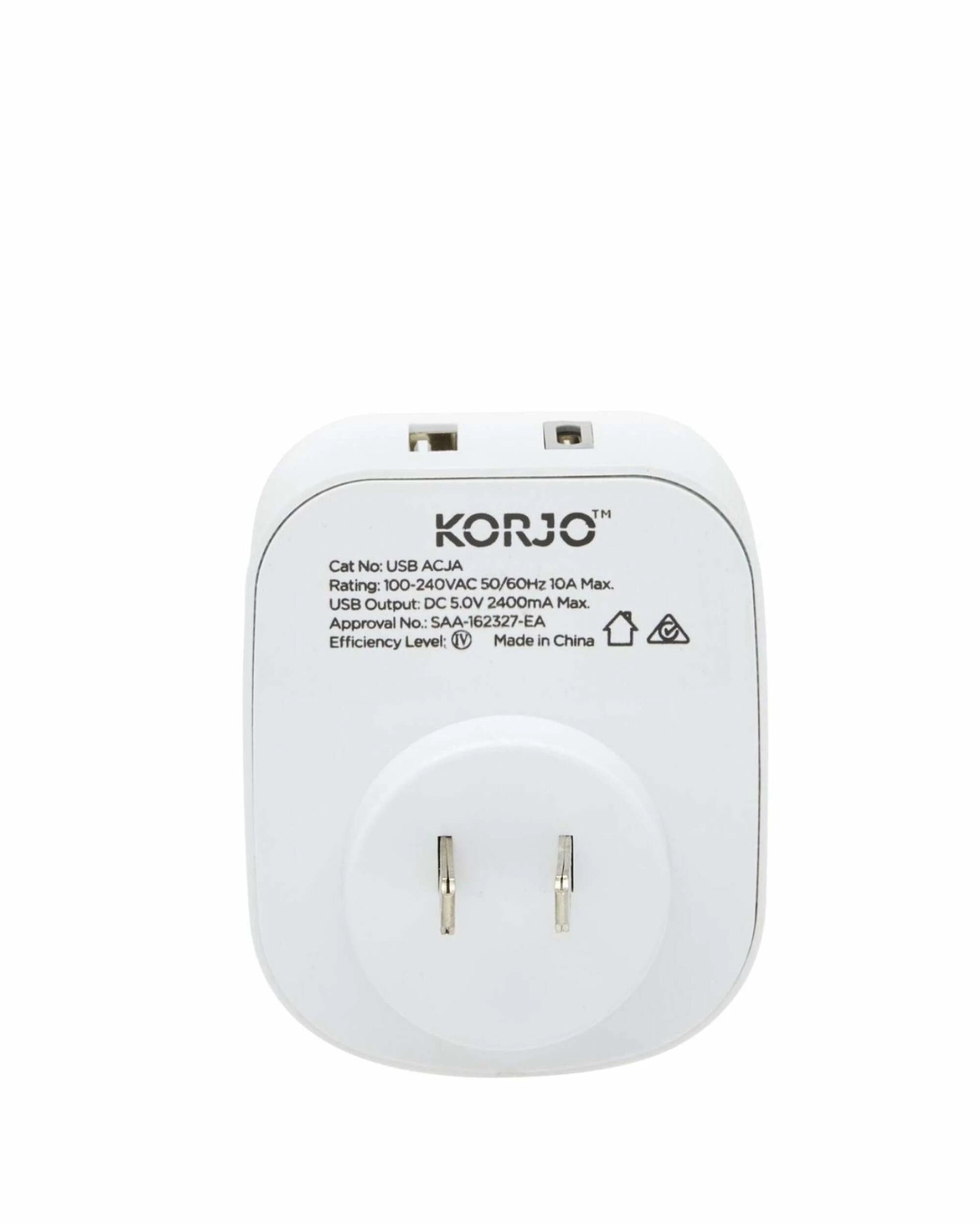 2 Korjo Travel Adaptor Plug with USB-C + USB-A - Aus to Japan - White, 2 of 5