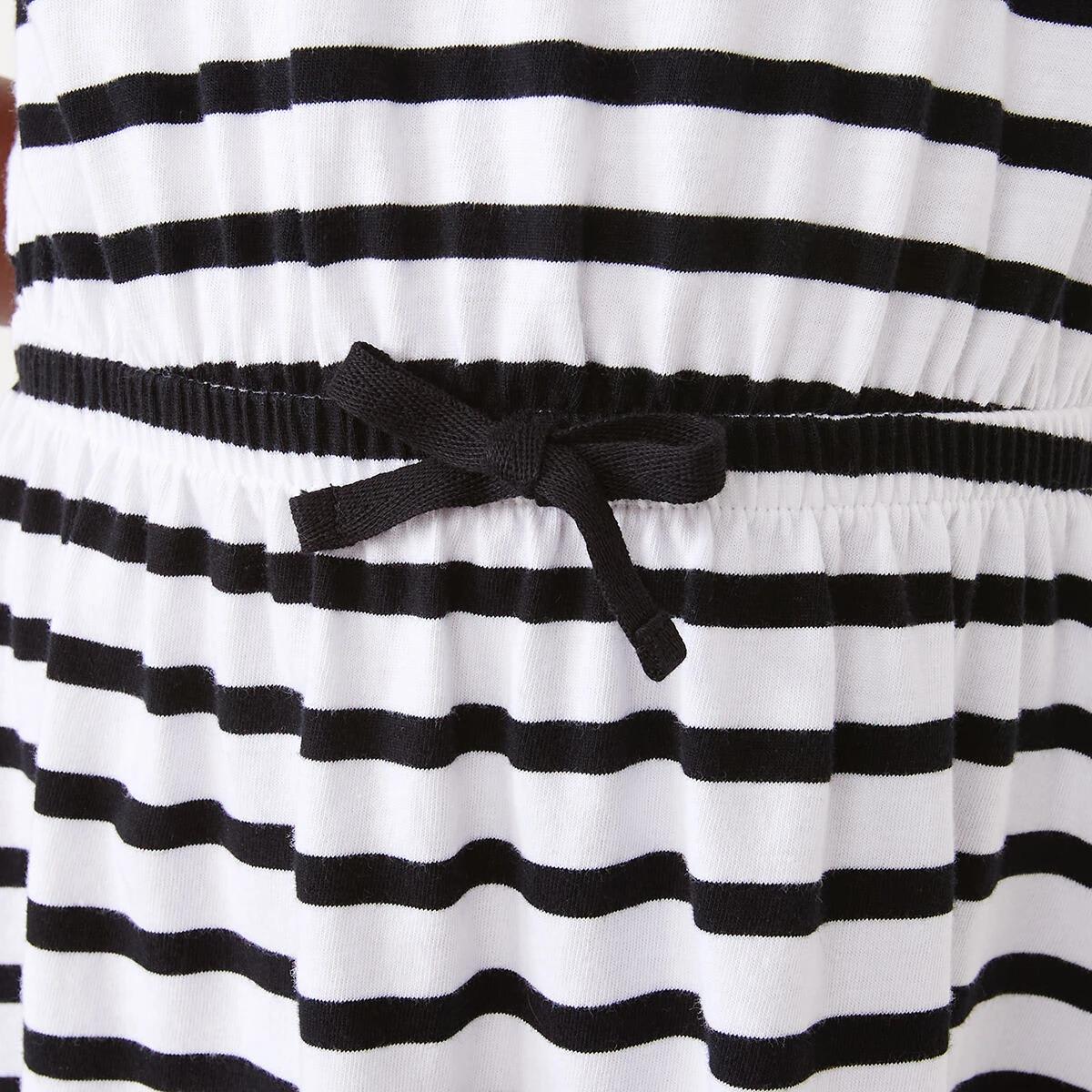 5 Gathered Waist Knit Dress Blk Stripe, 5 of 10