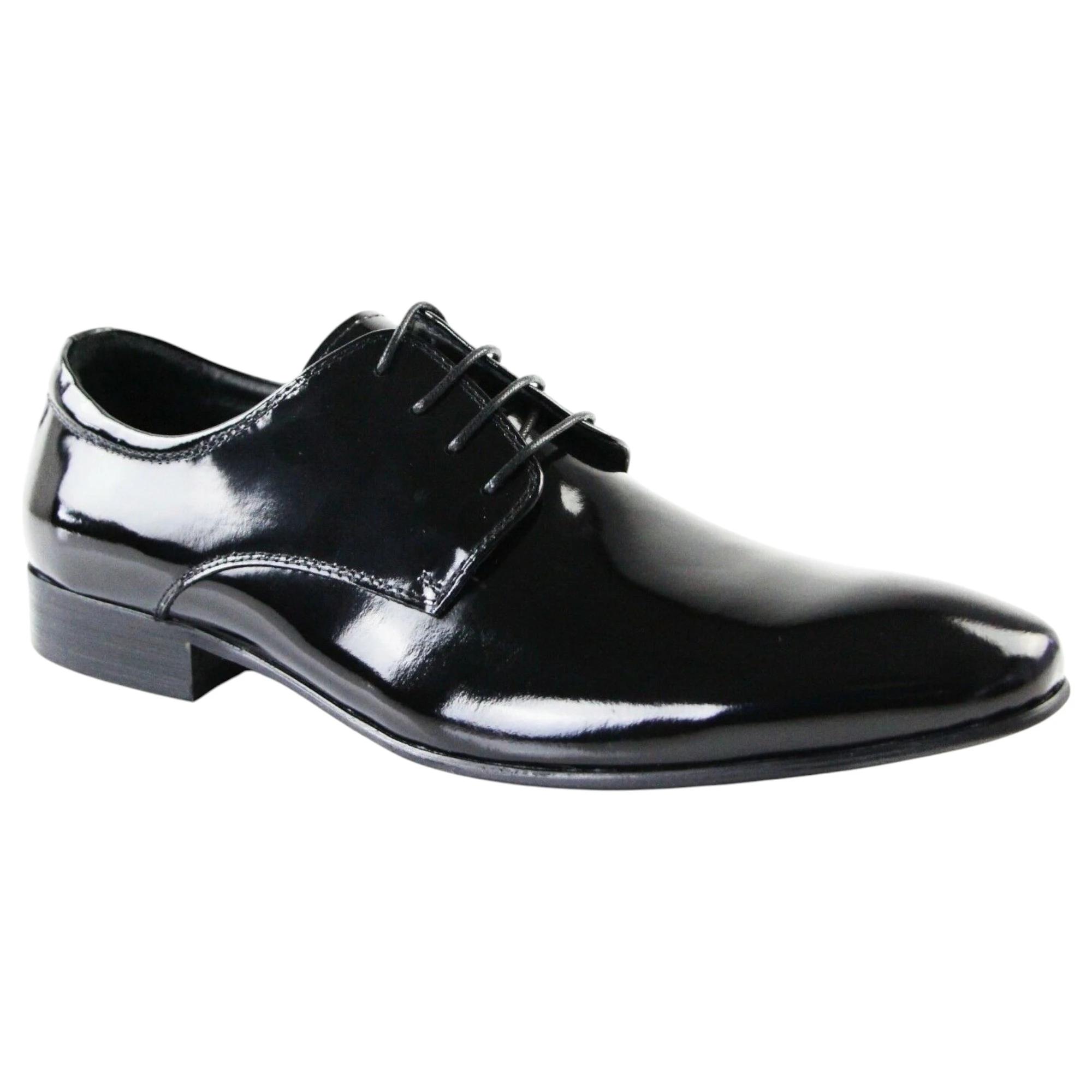 1 Zasel Bond Patent Shiny Leather Lace Up Dress Work Mens Wedding Men Shoes BLACK, 1 of 4