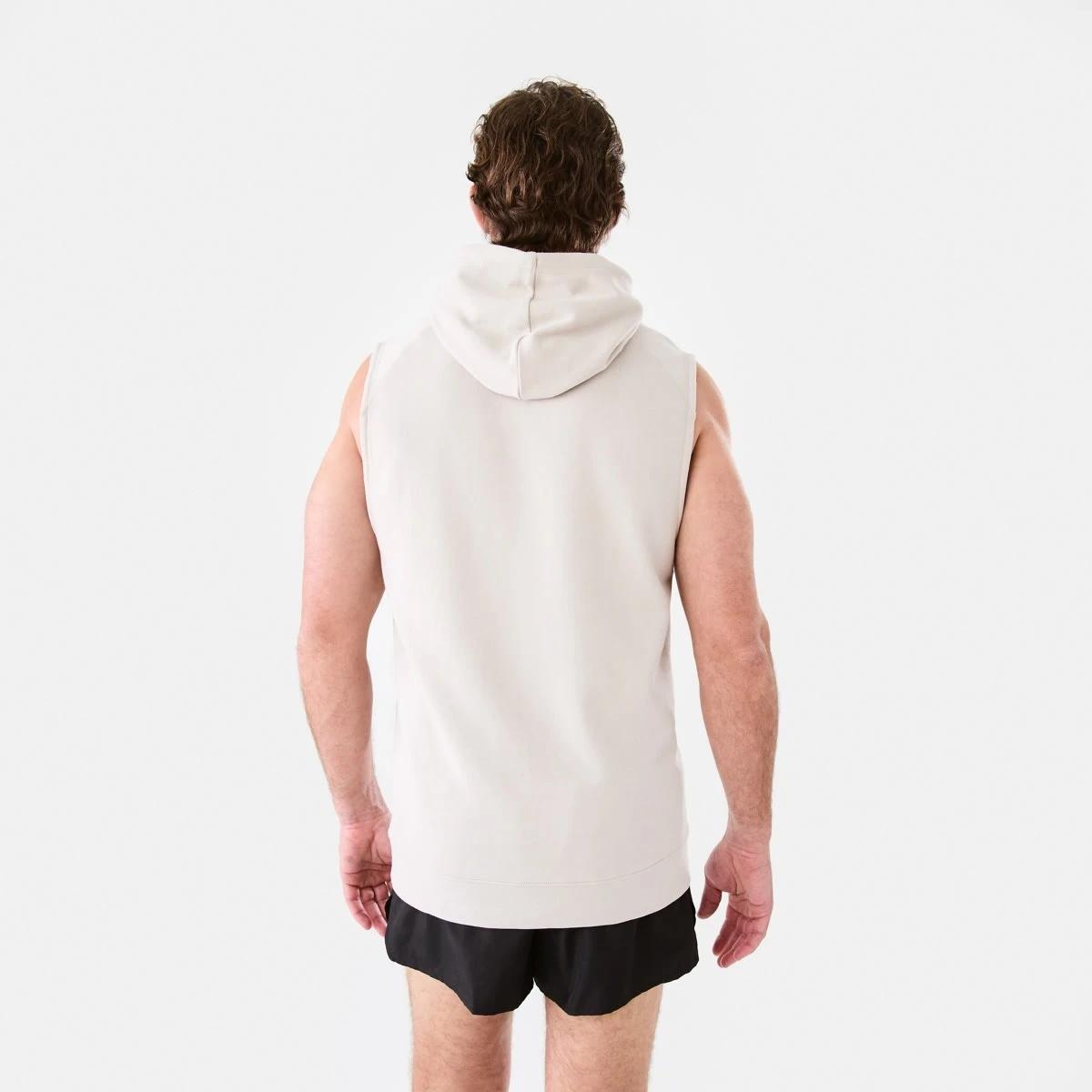 3 Active Mens Sleeveless Hoodie Sil Beige, 3 of 6
