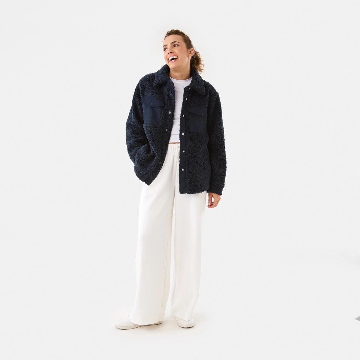 3 Active Womens Sherpa Jacket Shade Navy, 3 of 10