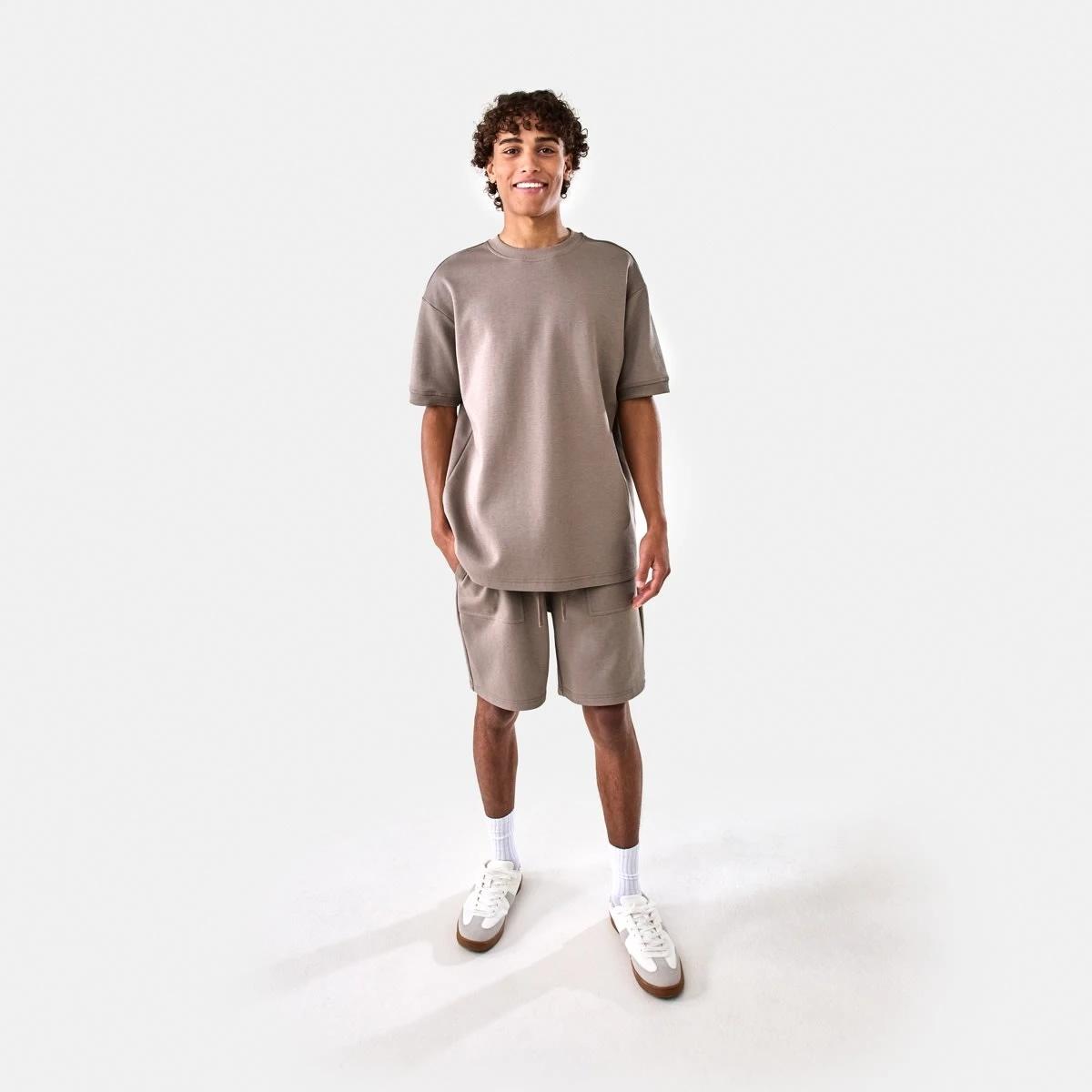 2 Elastic Waist Interlock Knit Shorts DRIFT BROWN, 2 of 7