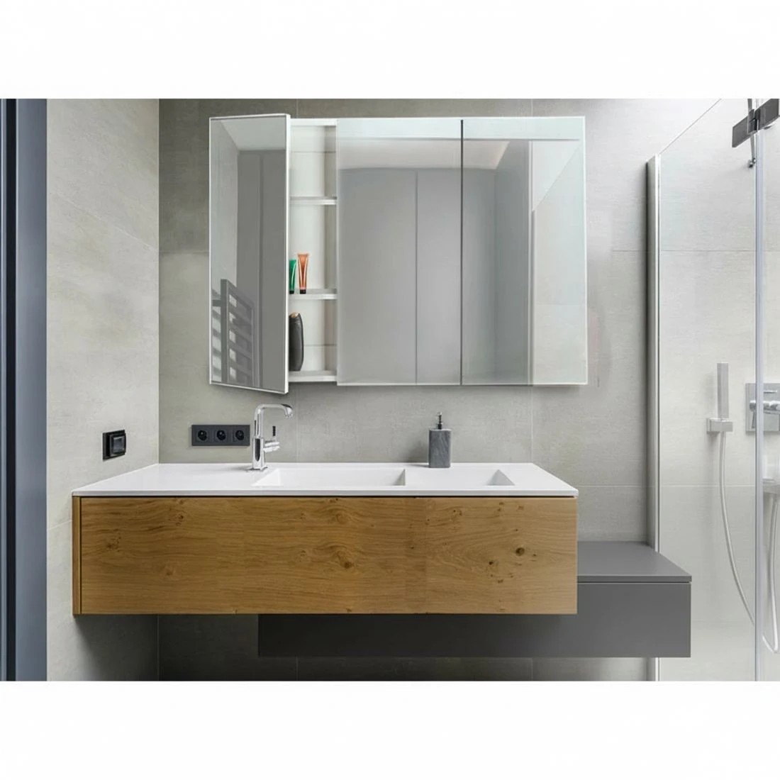 2 Cefito Bathroom Shaving Cabinet Mirror Vanity Medicine Wall Storage 900mmx720mm - White, 2 of 6