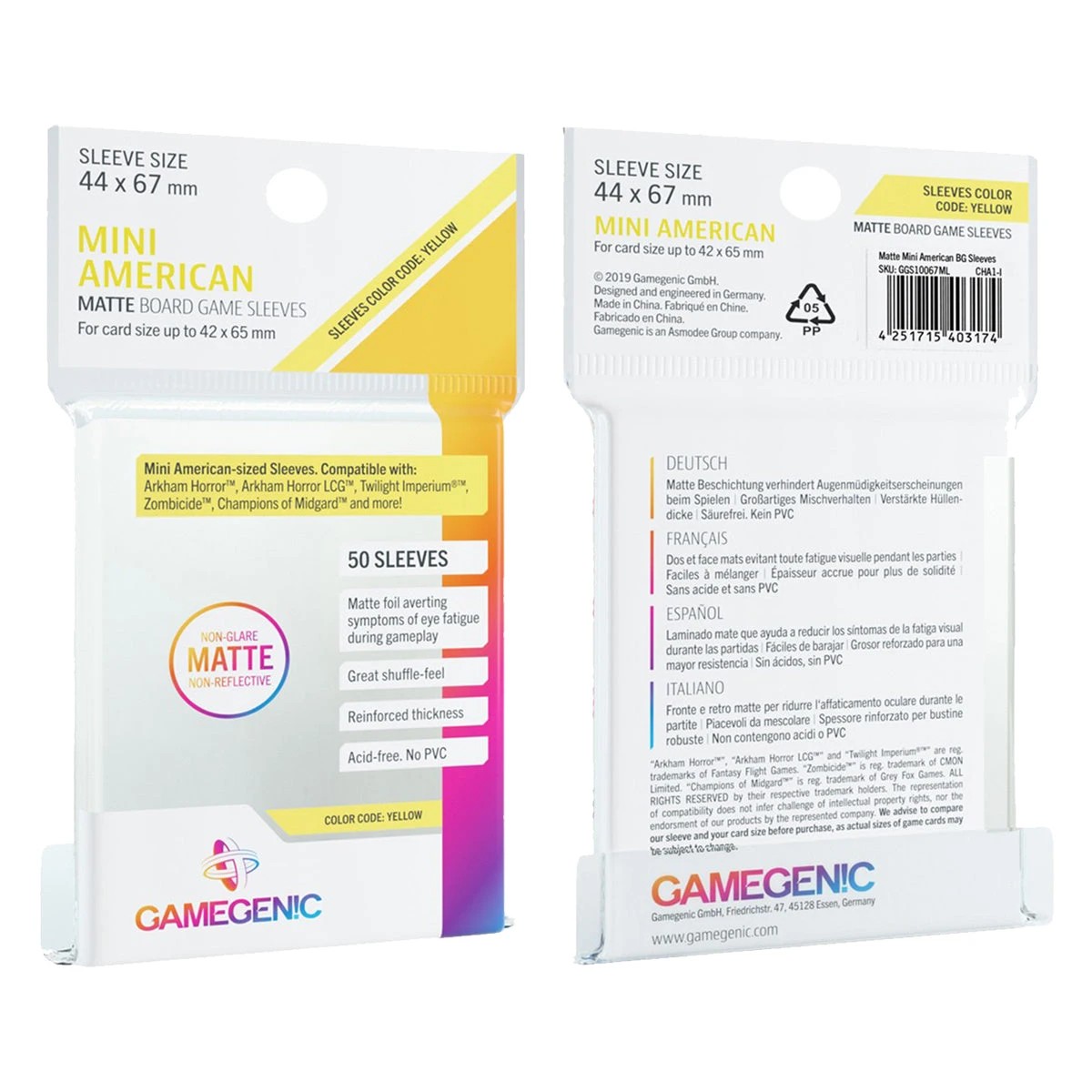 3 Gamegenic Matte Board Game Sleeves Mini American Sized 44mm X 67mm 50pc, 3 of 3