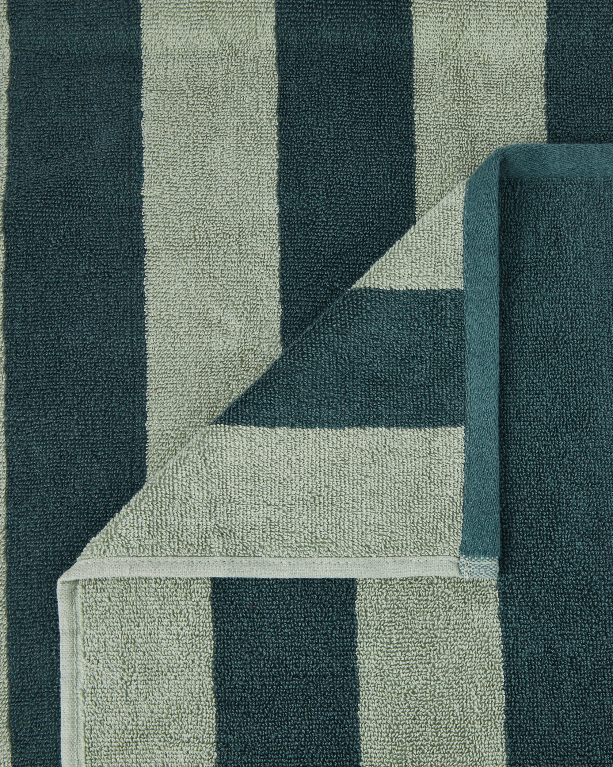 2 Stripe Cotton Bath Towel - Green, 2 of 5