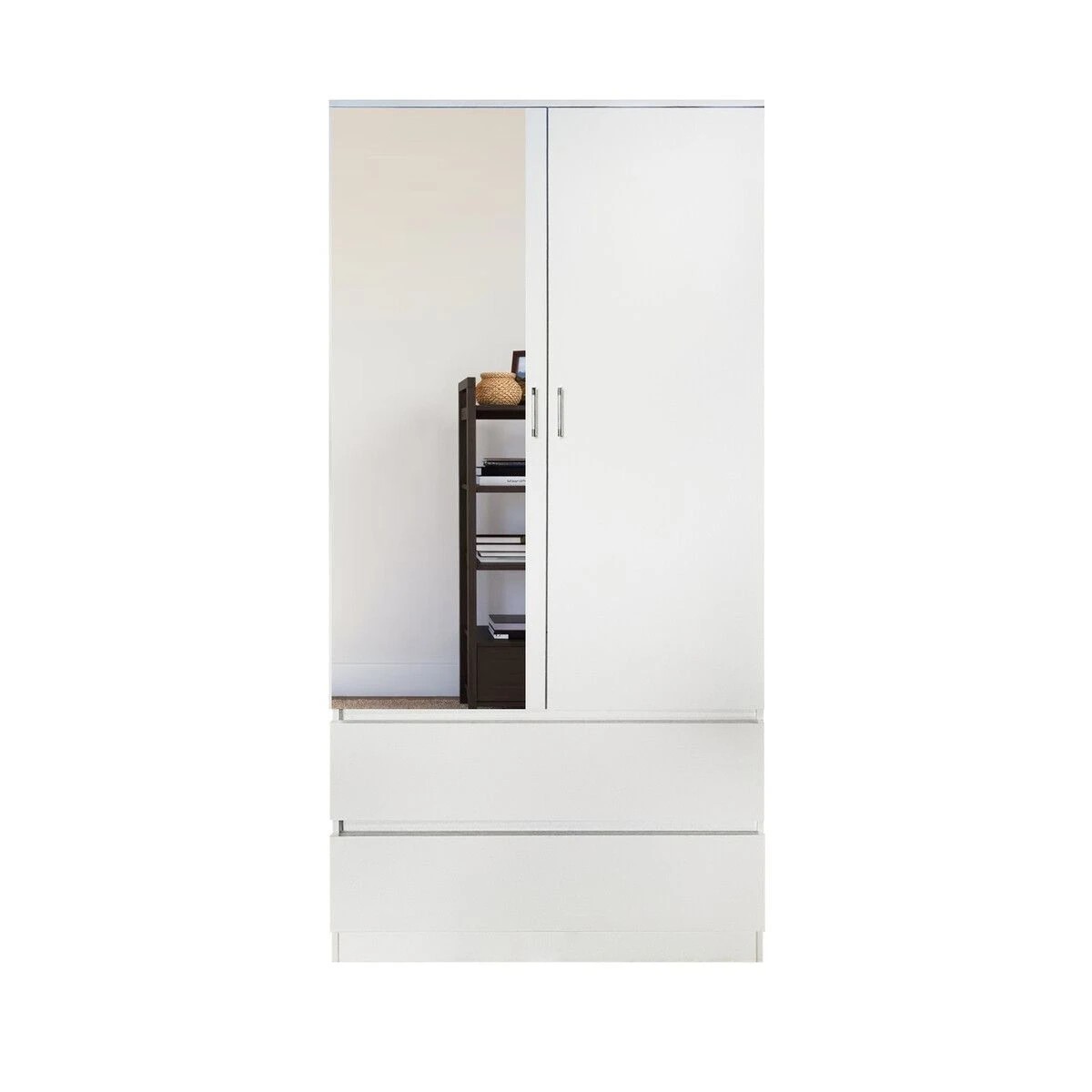 1 Ausway Wardrobe Cabinet Armoire Storage Shelves Organiser with Mirror, 1 of 9