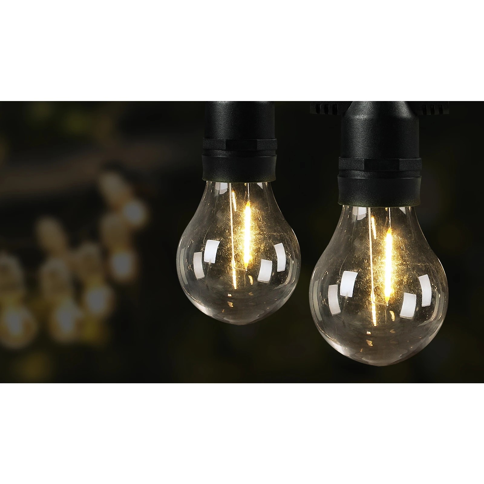 6 Mazam 30M Solar Festoon String Lights LED Christmas Party Decor - Black, 6 of 10