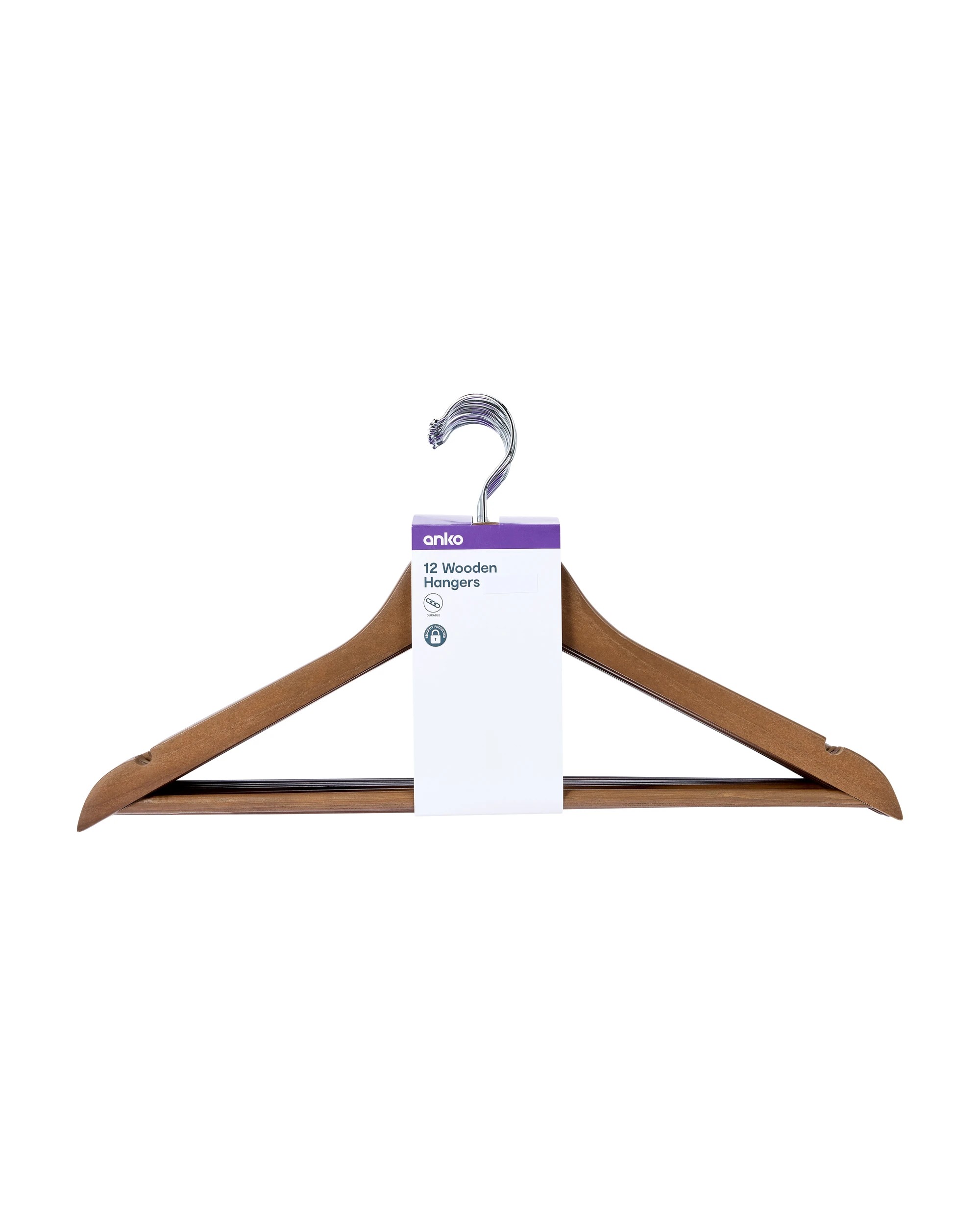 6 12 Pack Wooden Hangers - Walnut Look, 6 of 6
