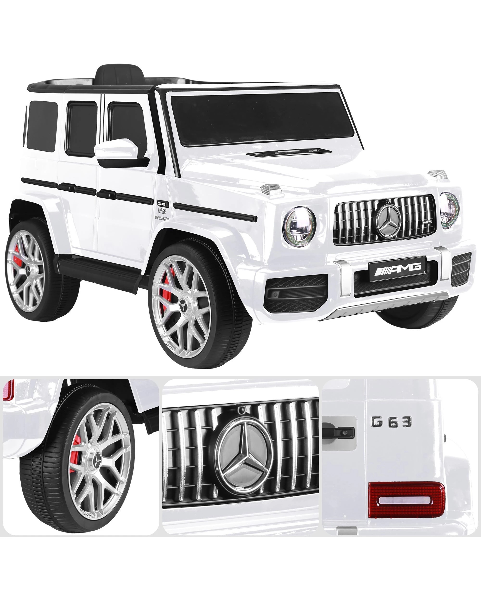 6 Kahuna Mercedes Benz AMG G63 Kids Electric Ride On Car Remote Control - White, 6 of 6