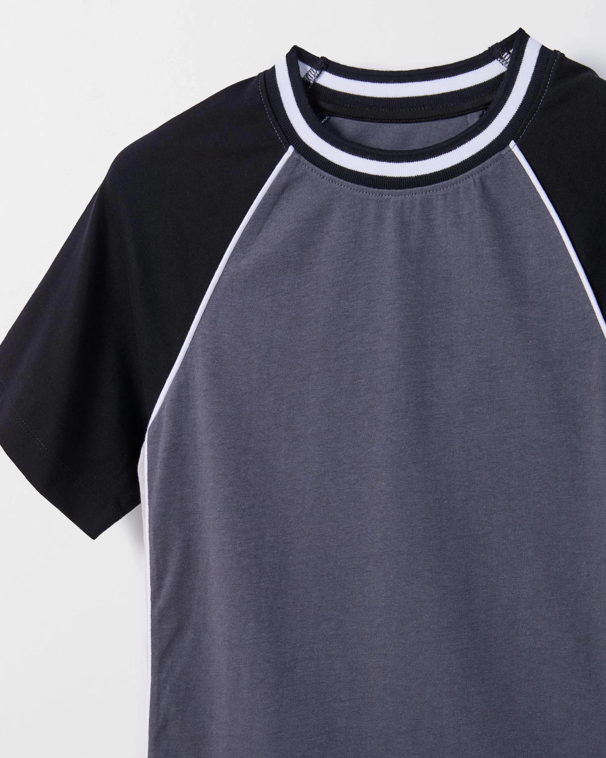 7 Target Kids Australian Cotton Raglan Sleeve Spliced T-Shirt BLACK, 7 of 7