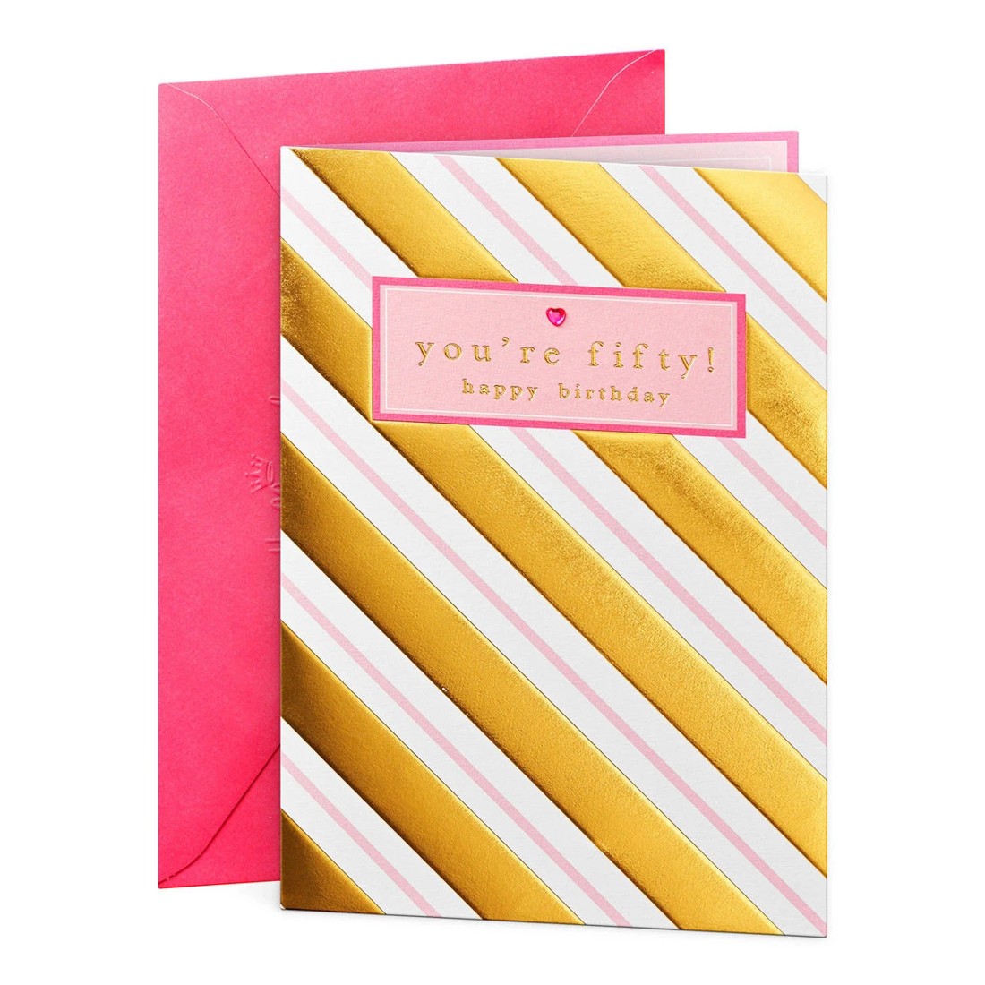 1 Hallmark Birthday Card for Her Age 50 - Gold Stripes, 1 of 3