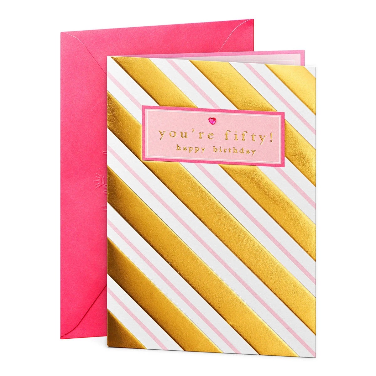 1 Hallmark Birthday Card for Her Age 50 - Gold Stripes, 1 of 3