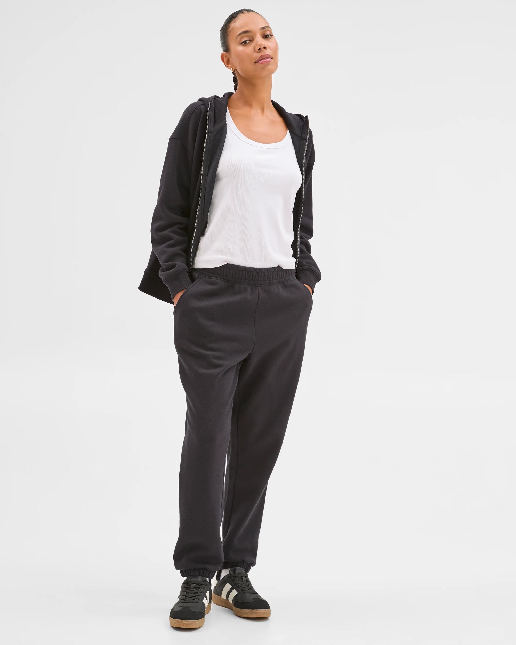 1 Target Woman Australian Cotton Blend Fleece Trackpants BLACK, 1 of 5