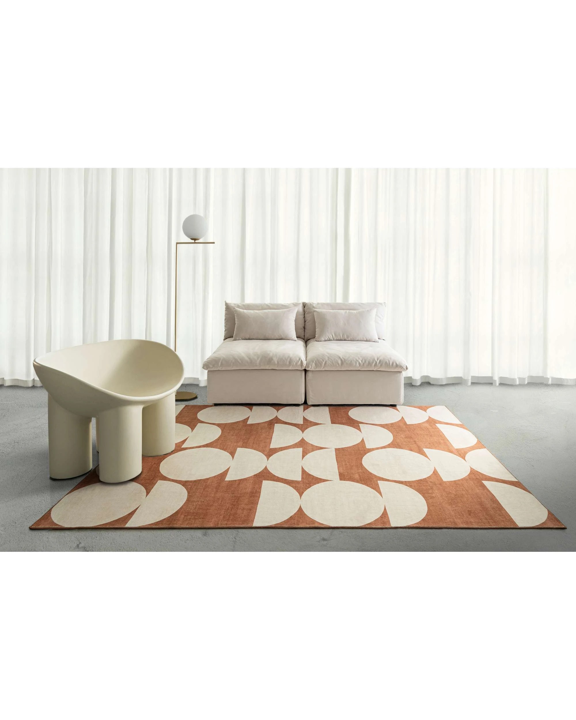2 Loopsie Balade Geometric Washable Rug-370cm x 270cm - Orange, 2 of 8