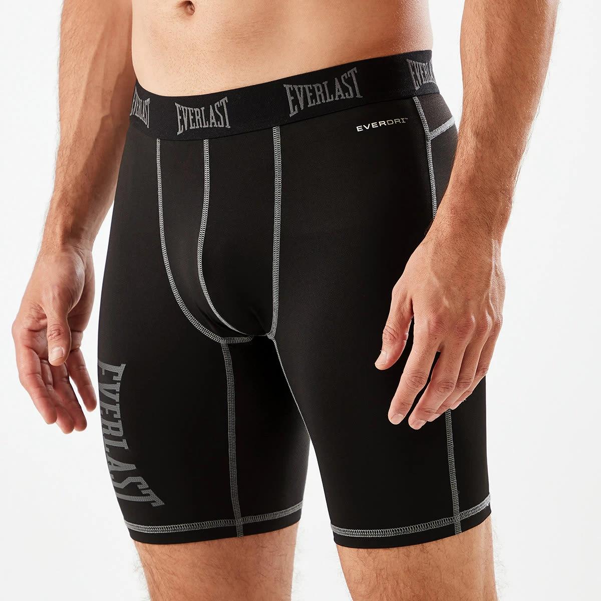 2 Everlast Mens Long Leg Performance Trunks Black, 2 of 8