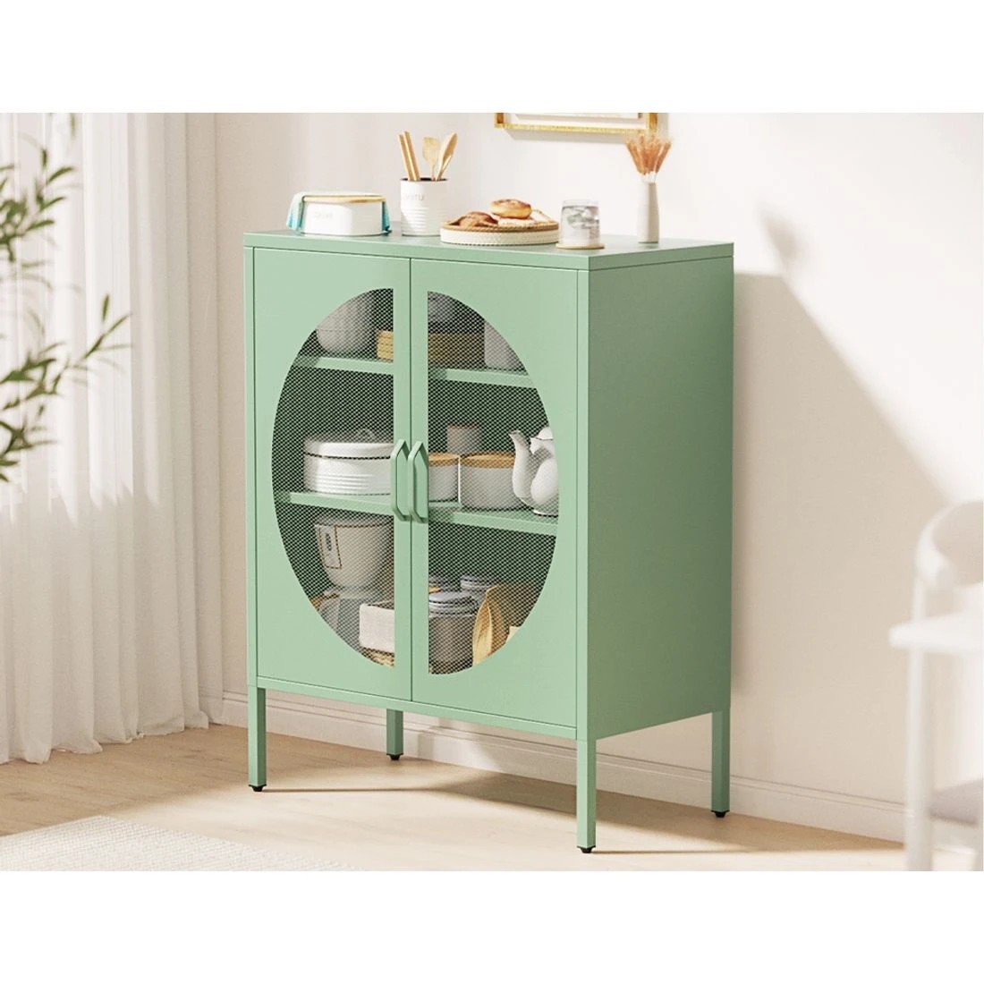 6 Artiss Buffet Sideboard Metal Cabinet - Green, 6 of 8