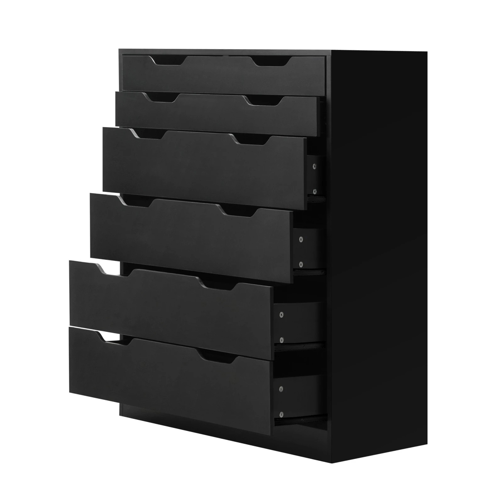 1 Oikiture 6 Chest of Drawers Tallboy Storage Cabinet Dresser - Black, 1 of 9