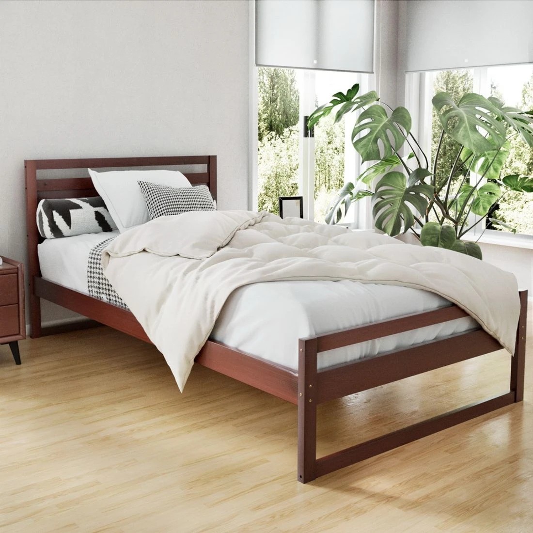 3 Artiss Bed Frame King Single Size Wooden - Brown, 3 of 6