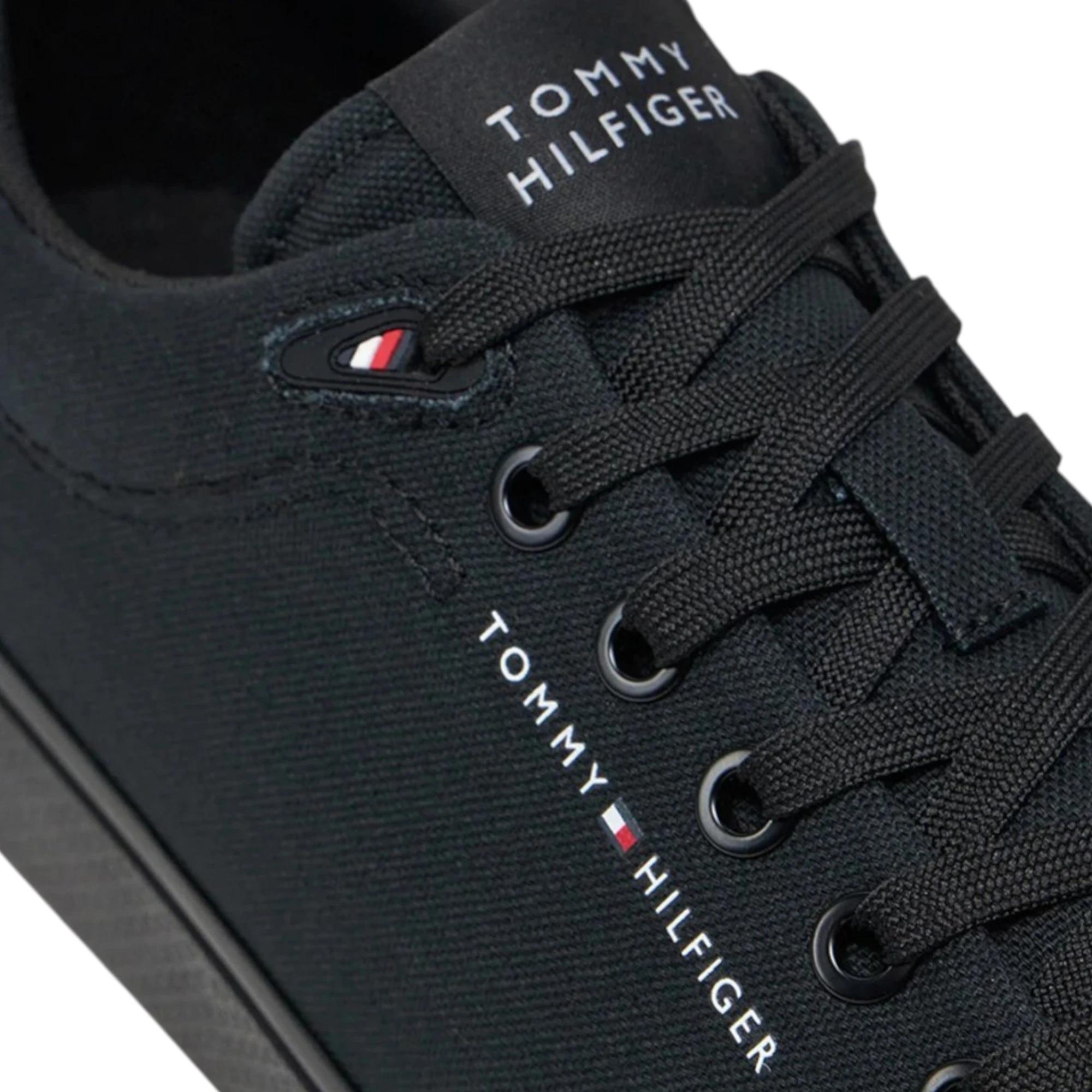 6 Tommy Hilfiger Mens Logo Patch Casual Shoes BLACK, 6 of 6