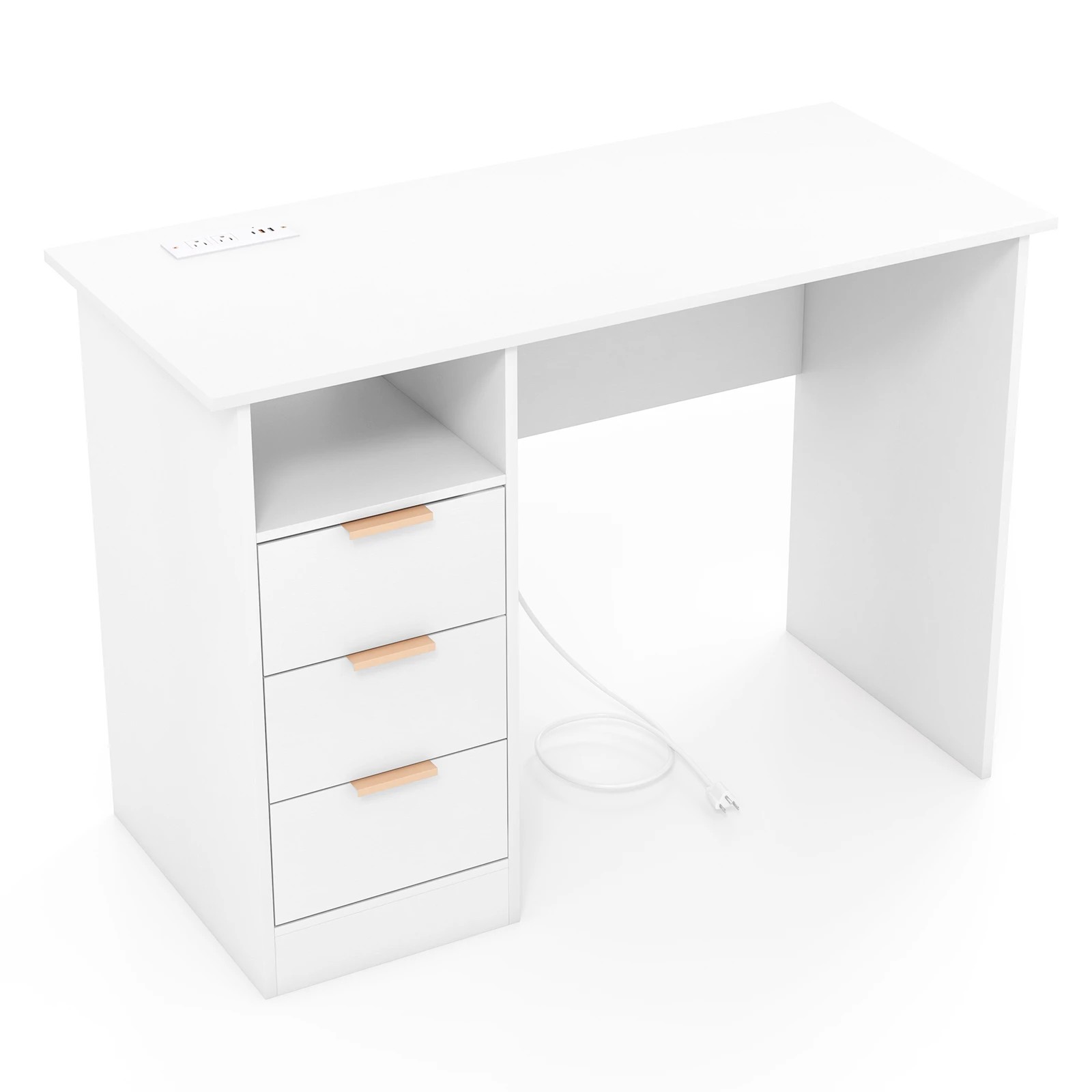 1 Costway 108cm Home Office Desk w/Charge Station PC Desk Workstation, 1 of 6