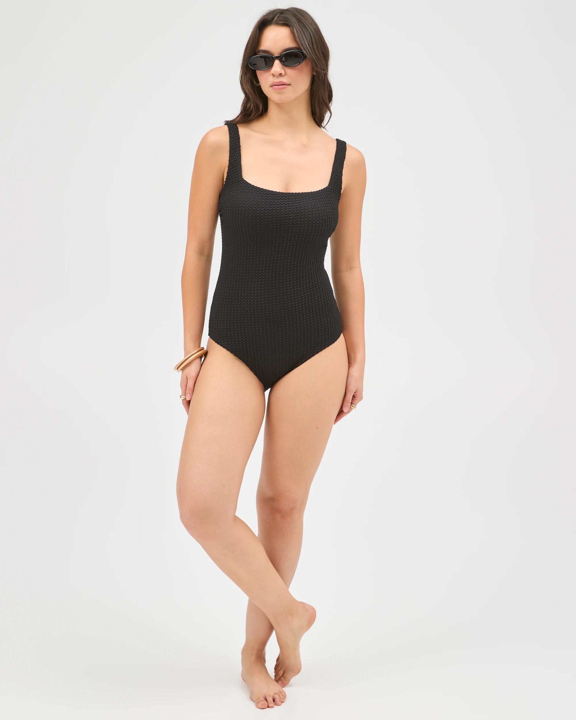 2 Target Woman Resort Sleeveless Square Neck Crochet Swim One Piece BLACK, 2 of 9