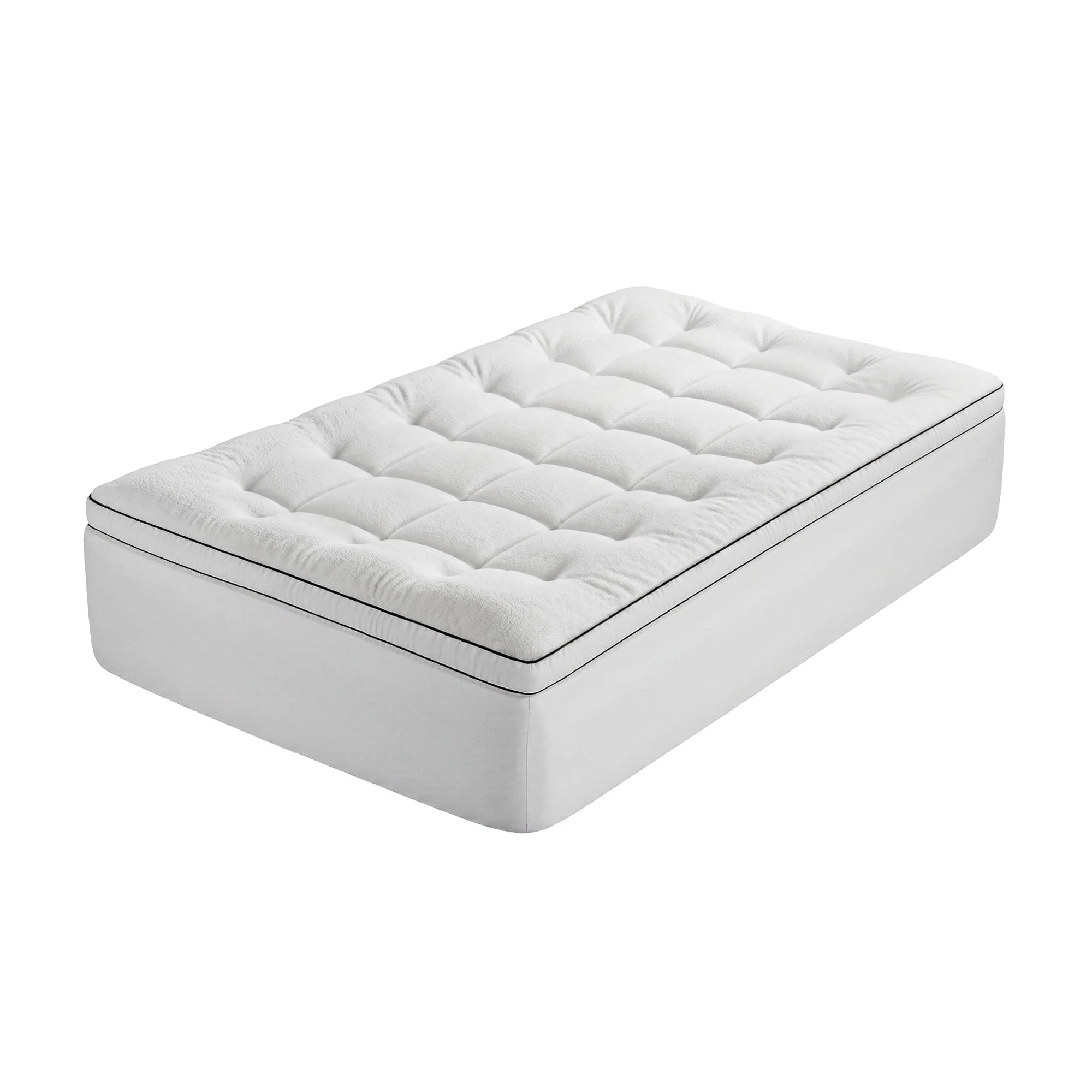1 Giselle Bedding King Single Mattress Topper 5cm Coral Fleece - King Single Bed - White, 1 of 9