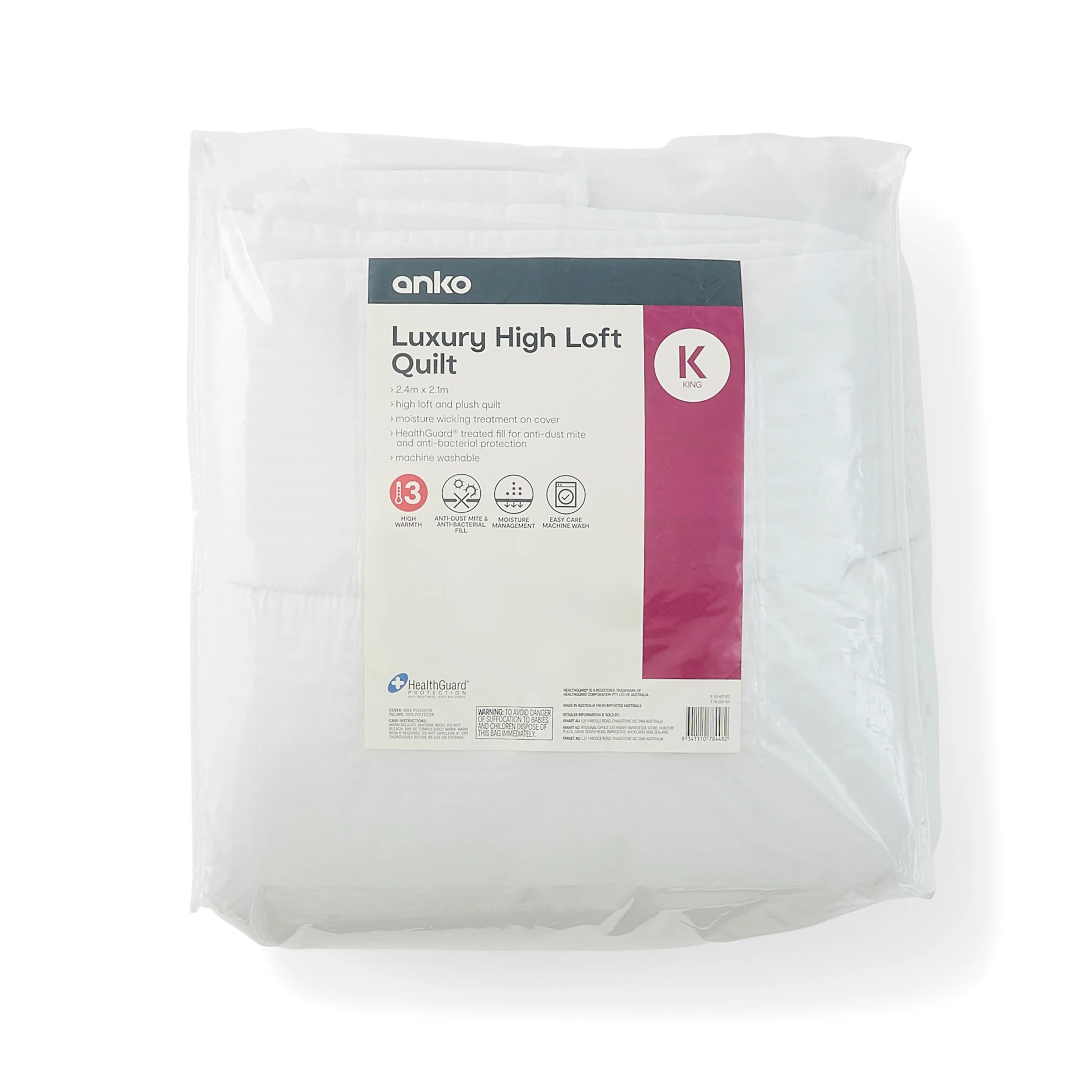 1 High Warmth Luxury High Loft Quilt - King Bed, White, 1 of 6