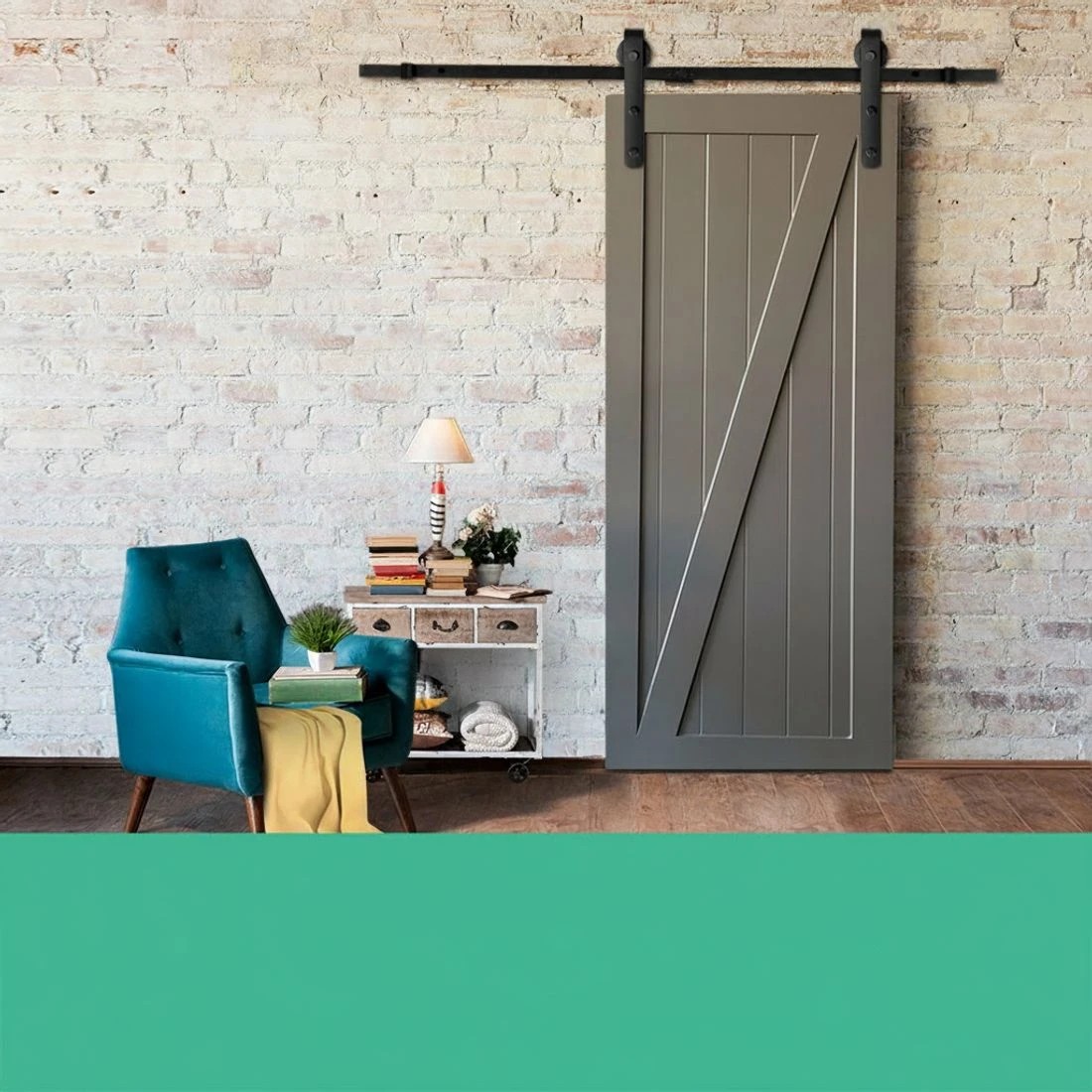 5 Cefito Sliding Barn Door Hardware Track Set 2.44m - Black, 5 of 7