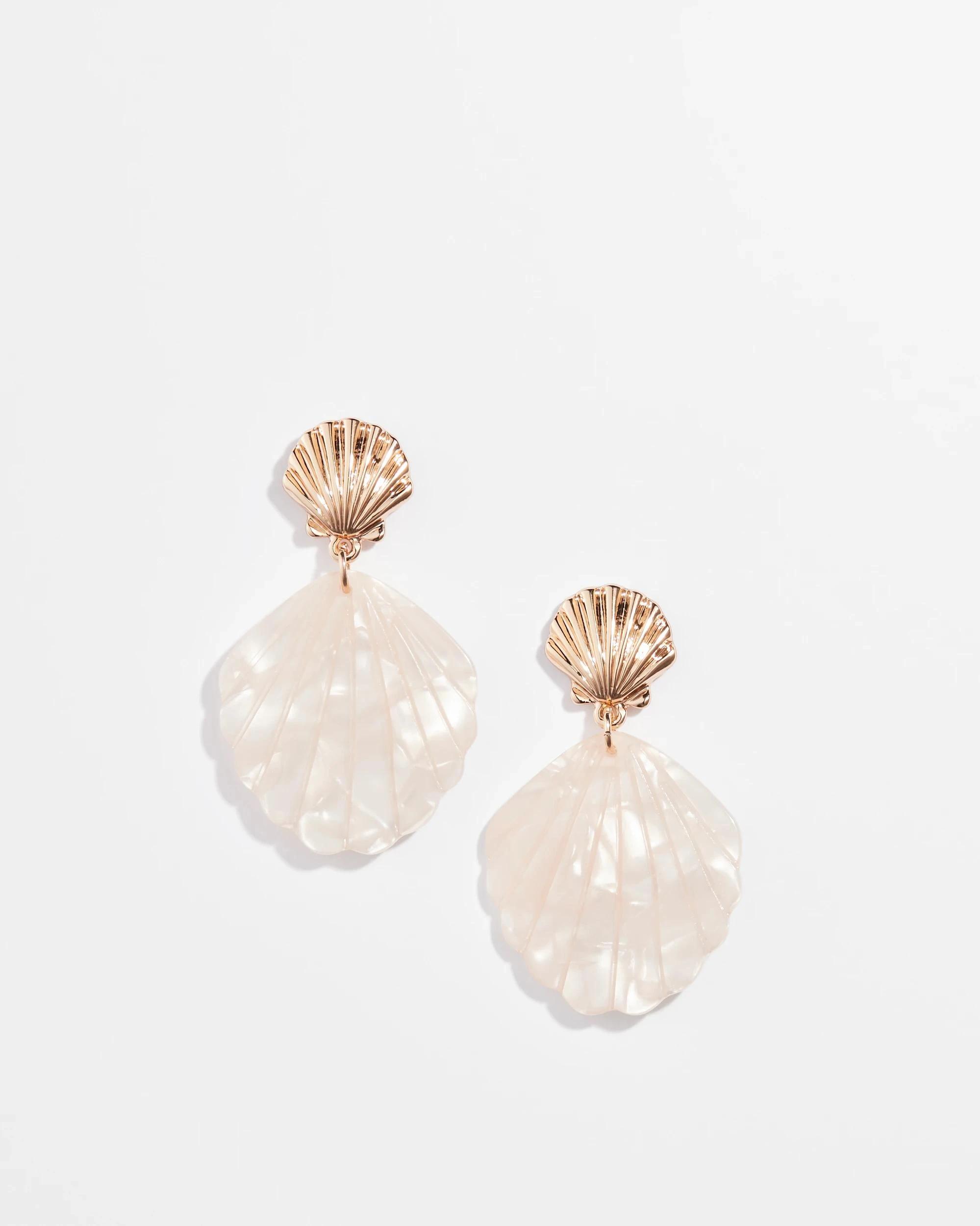 1 Target Faux Scallop Shell Drop Earrings GOLD, 1 of 2