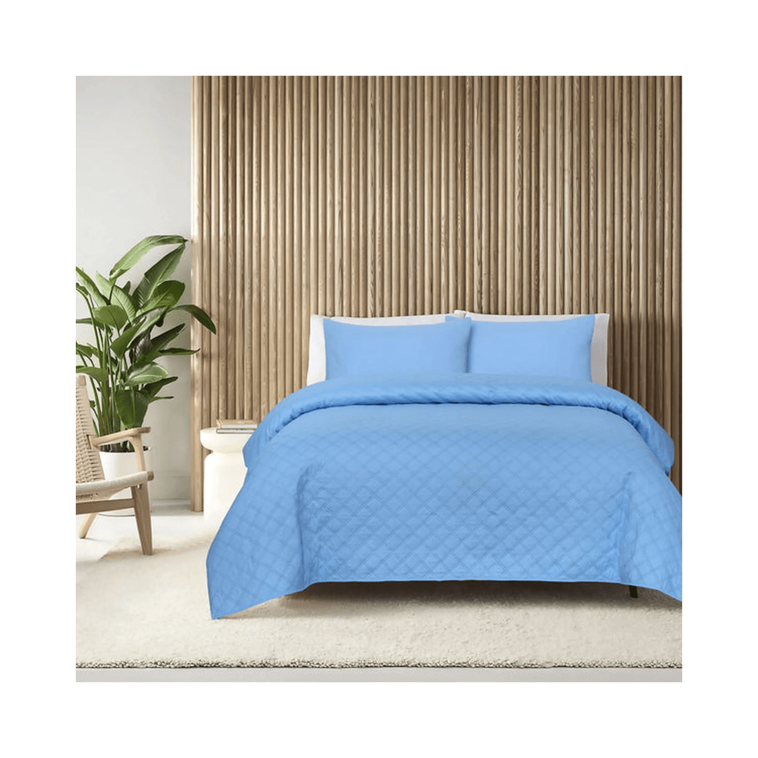 2 Amsons Double Brushed Microfiber Bedspread Set (King, Blue) - 1 Bedspread &amp; 2 Pillowcases - Blue, 2 of 2