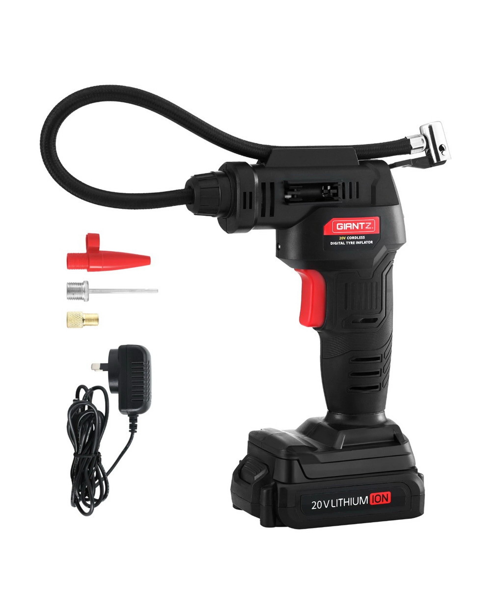 1 Giantz Cordless Tyre Inflator Portable Air Compressor Pump 20V 120PSI Digital LED - Black, 1 of 6