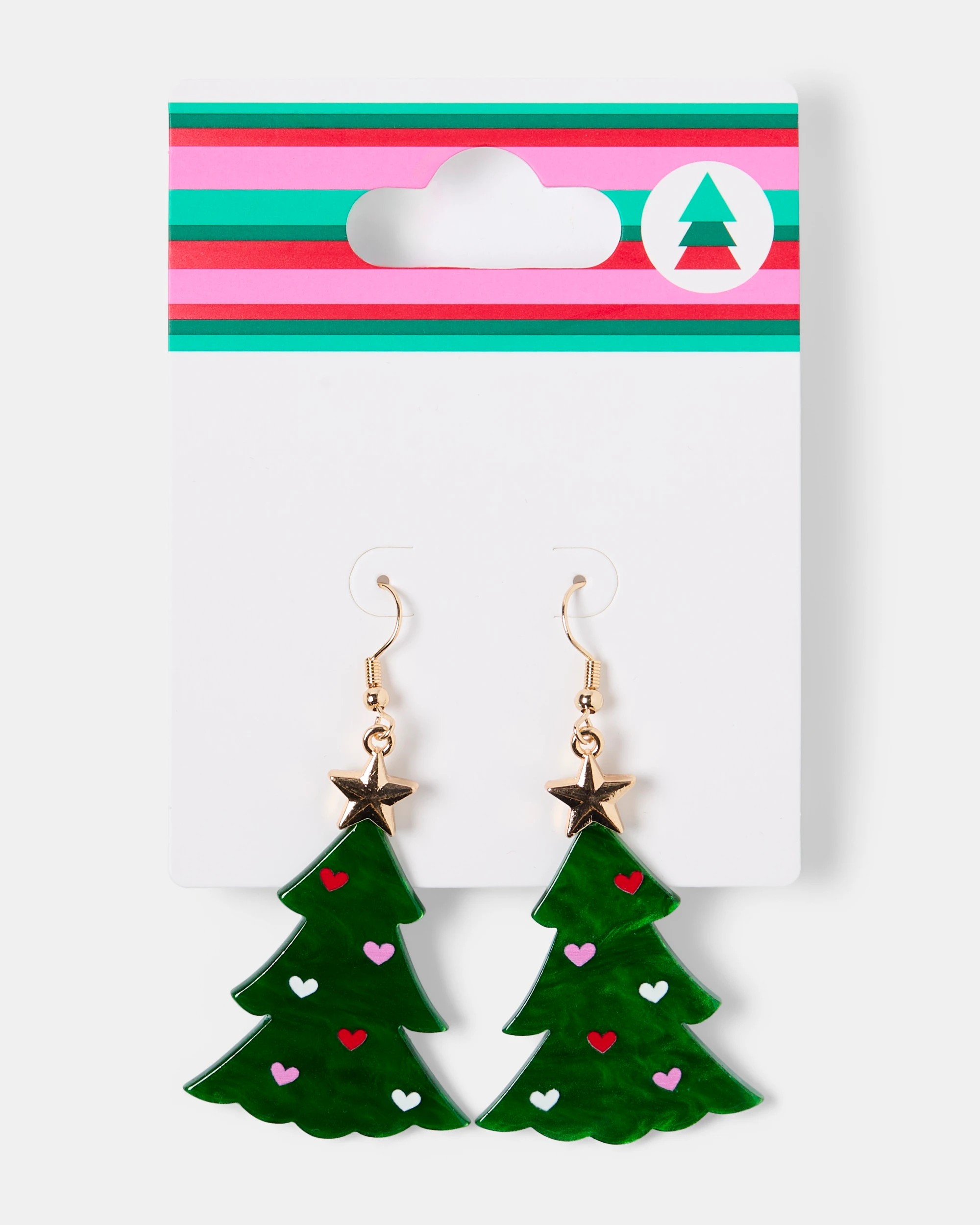 4 Christmas Tree Earrings - Green and Gold Tone, 4 of 4
