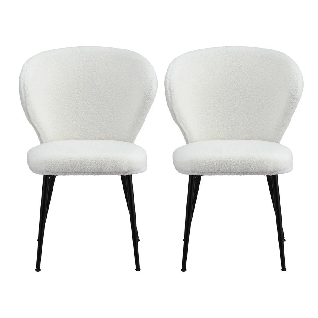 3 Artiss 2x Dining Chairs Sherpa Boucle Wing Back - White, 3 of 6