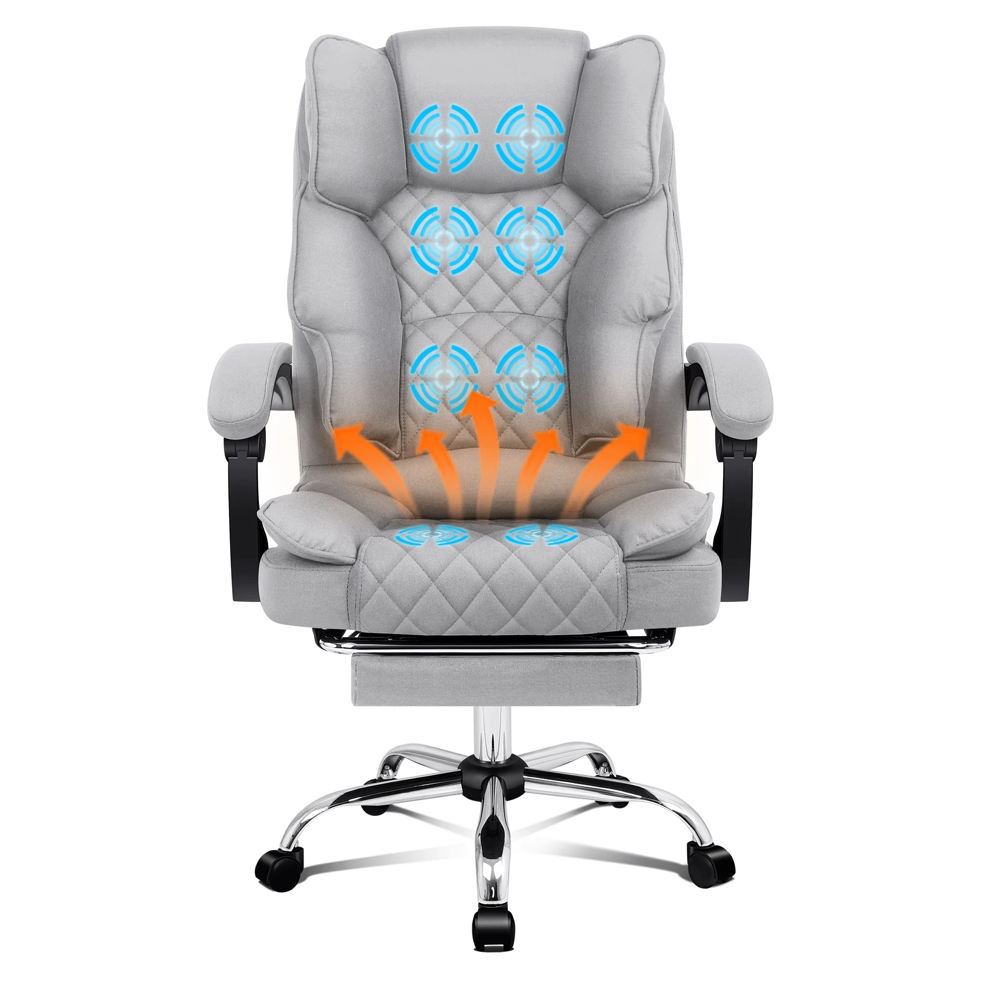 7 Alfordson Massage Office Chair Heated Fabric Seat Executive Racing Computer - Grey, 7 of 10
