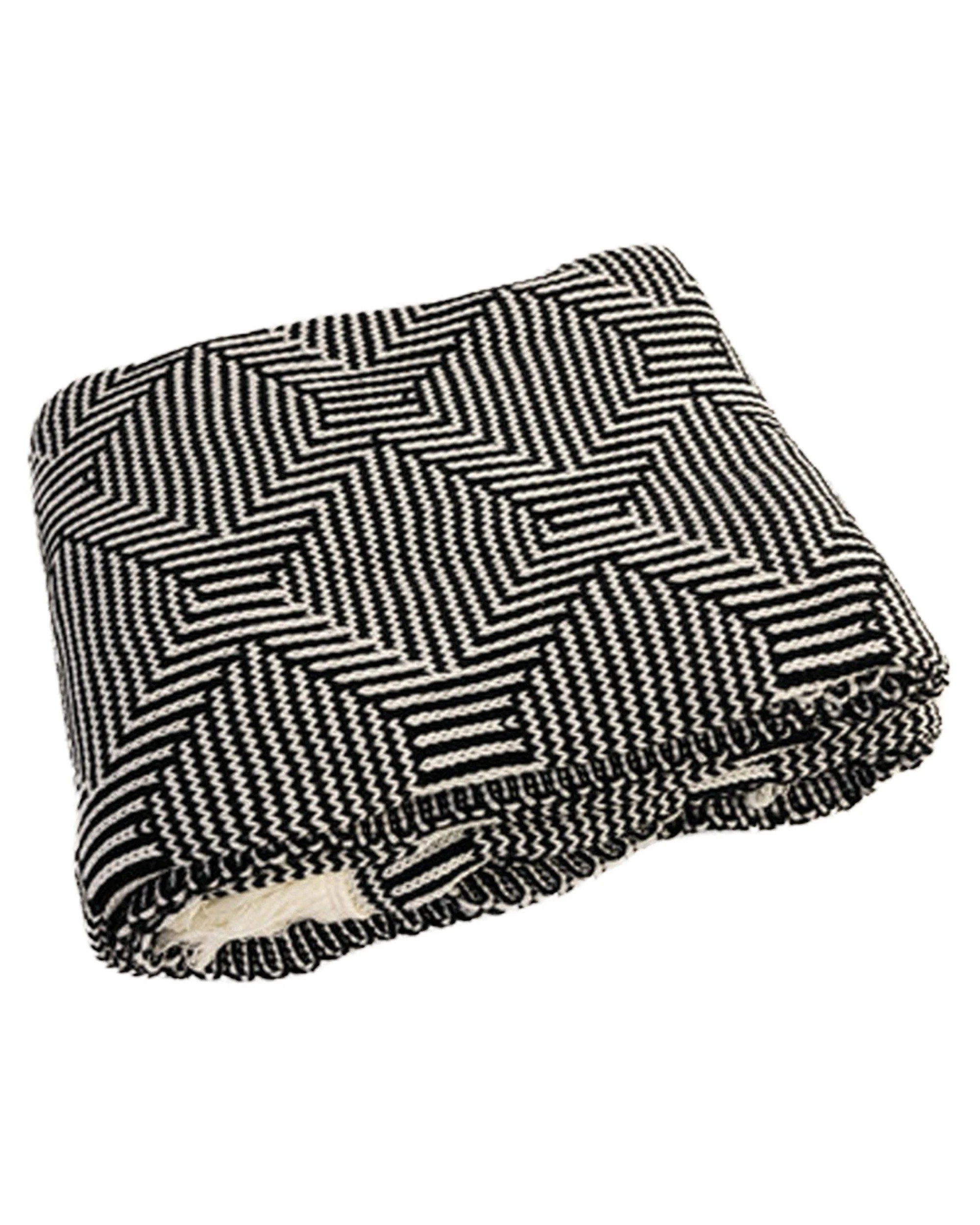 1 Cotton More Eldo Knitted Throw Blanket Fringed Edges 130x180cm - Multi, 1 of 6