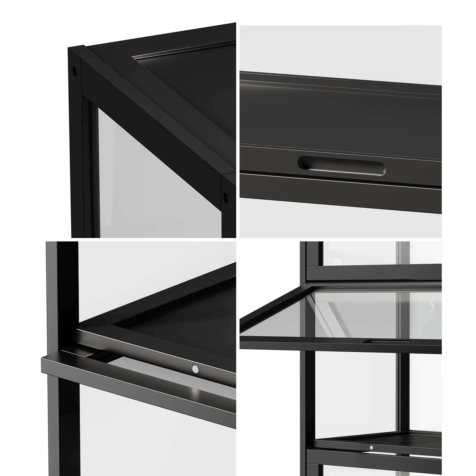 5 Oikiture Display Cabinet Storage 5-Tier Shelves Tall Clear Bookcase Rack - Black, 5 of 8