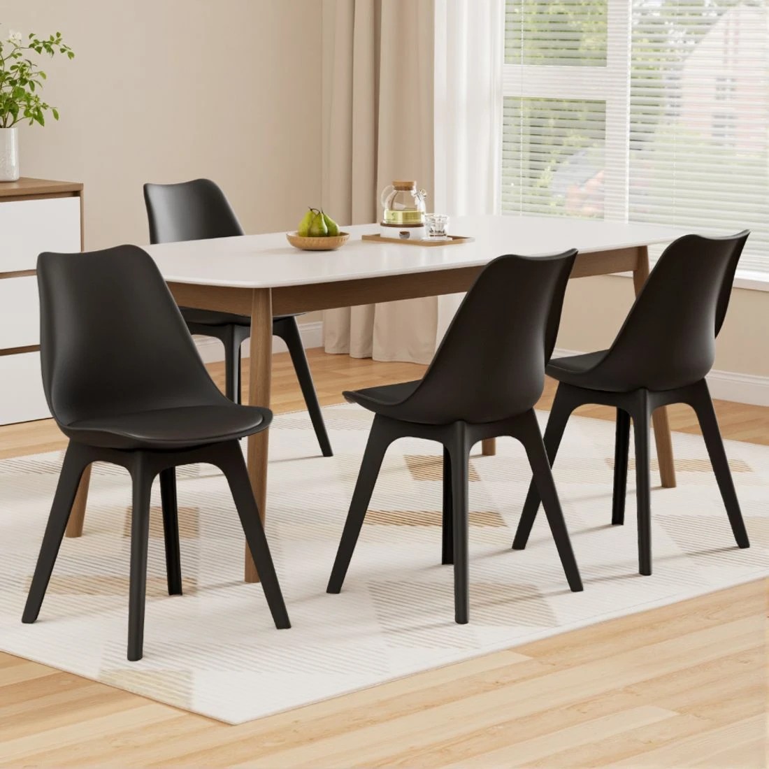 3 Artiss Dining Chairs Set of 4 Leather Plastic DSW Replica - Black, 3 of 8
