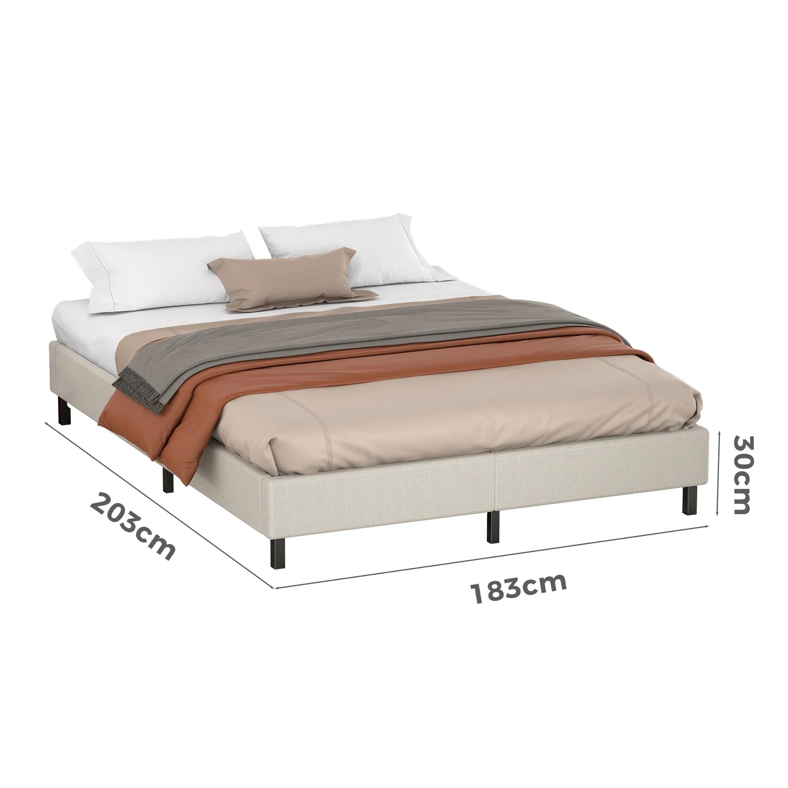 7 Alfordson Bed Frame King Size Mattress Base Foundation Beige Fabric Basel - Beige, 7 of 10