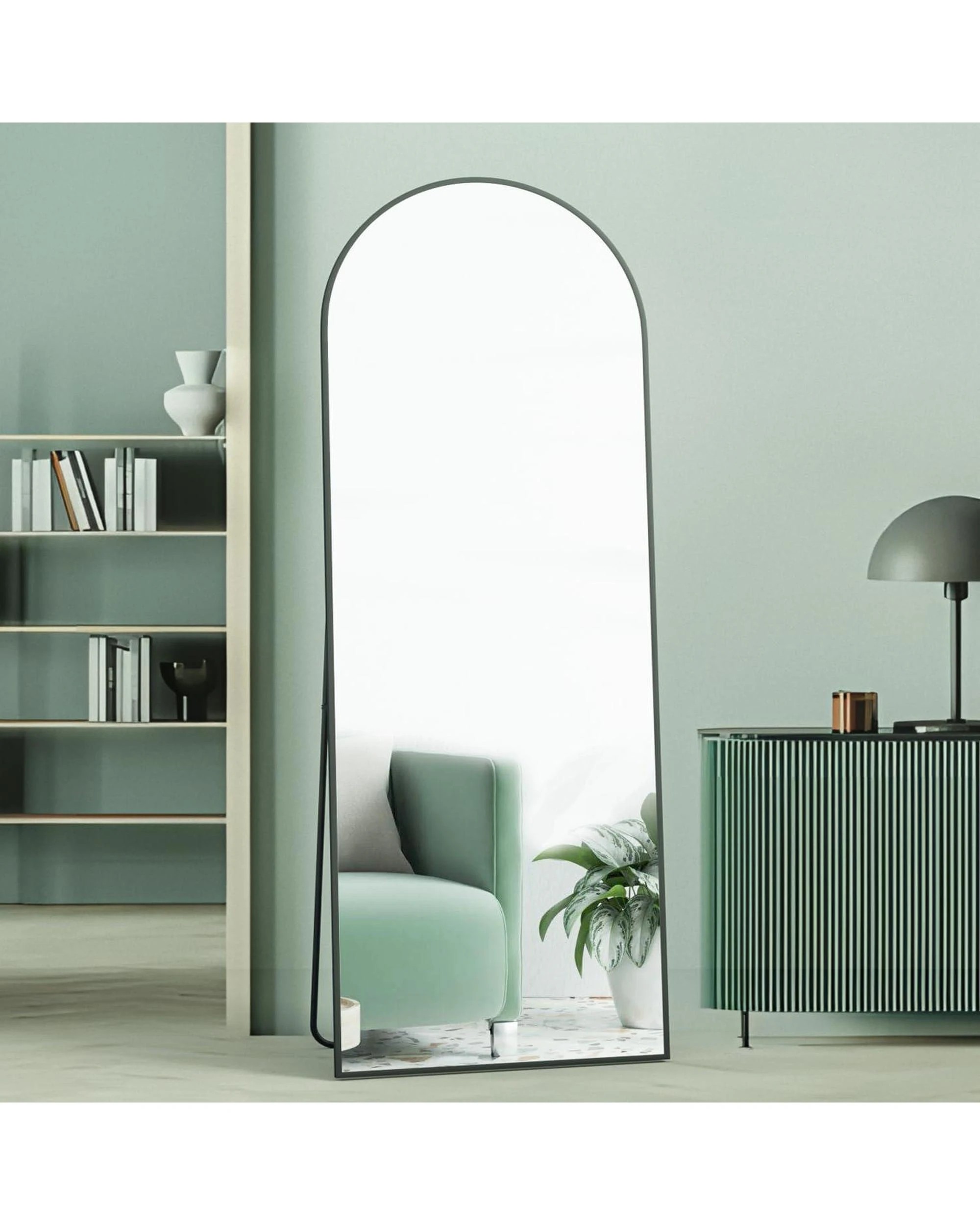 2 OAKORY 162x53cm Arched Full Length Mirror, Floor Mirror for Bedroom Living Room Entry Black - Black, 2 of 8